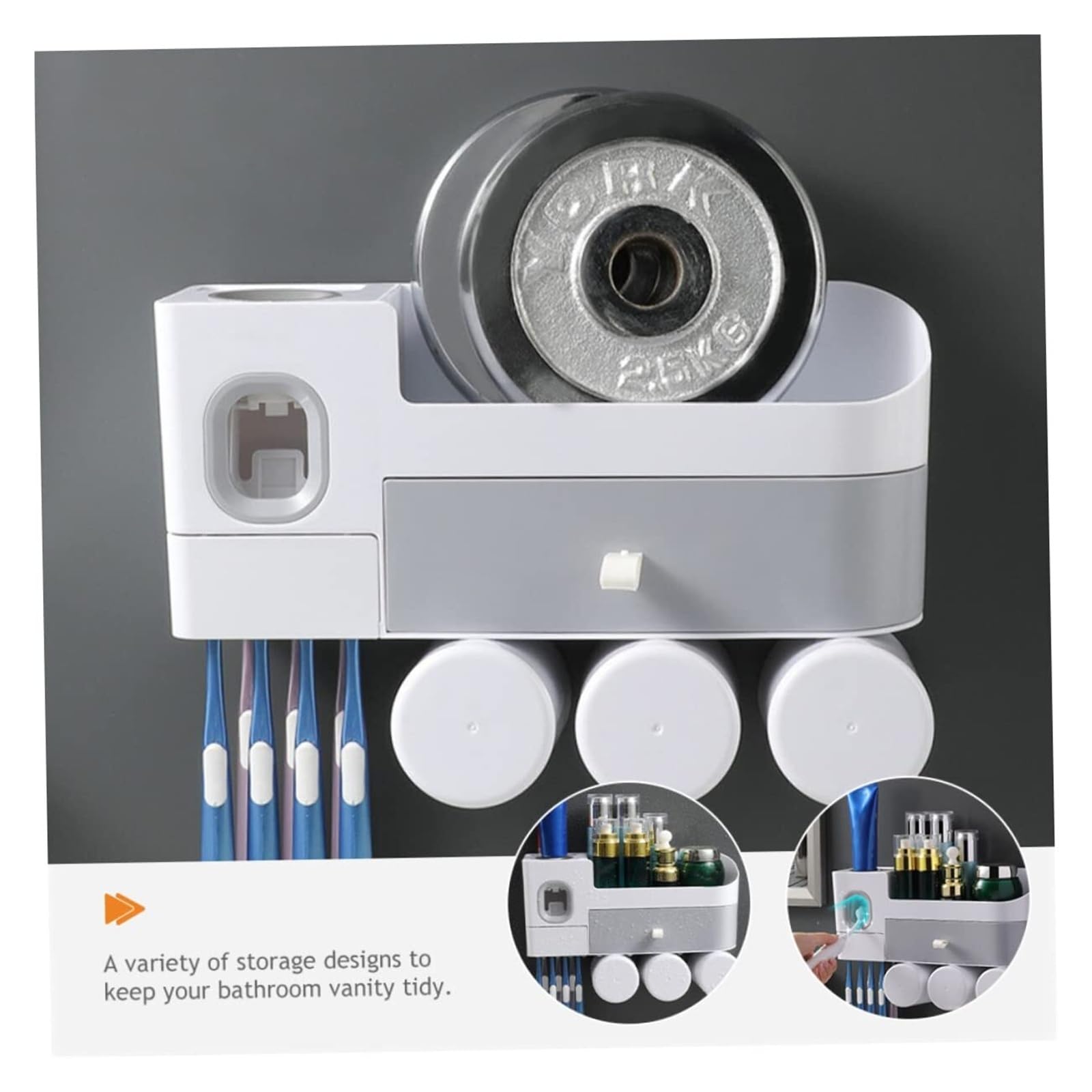 Portacepillos de Dientes Soporte for cepillos de Dientes montado en la Pared, Tazas, Organizador baño Que Ahorra Espacio Vaso de Enjuague bucal Reutilizable