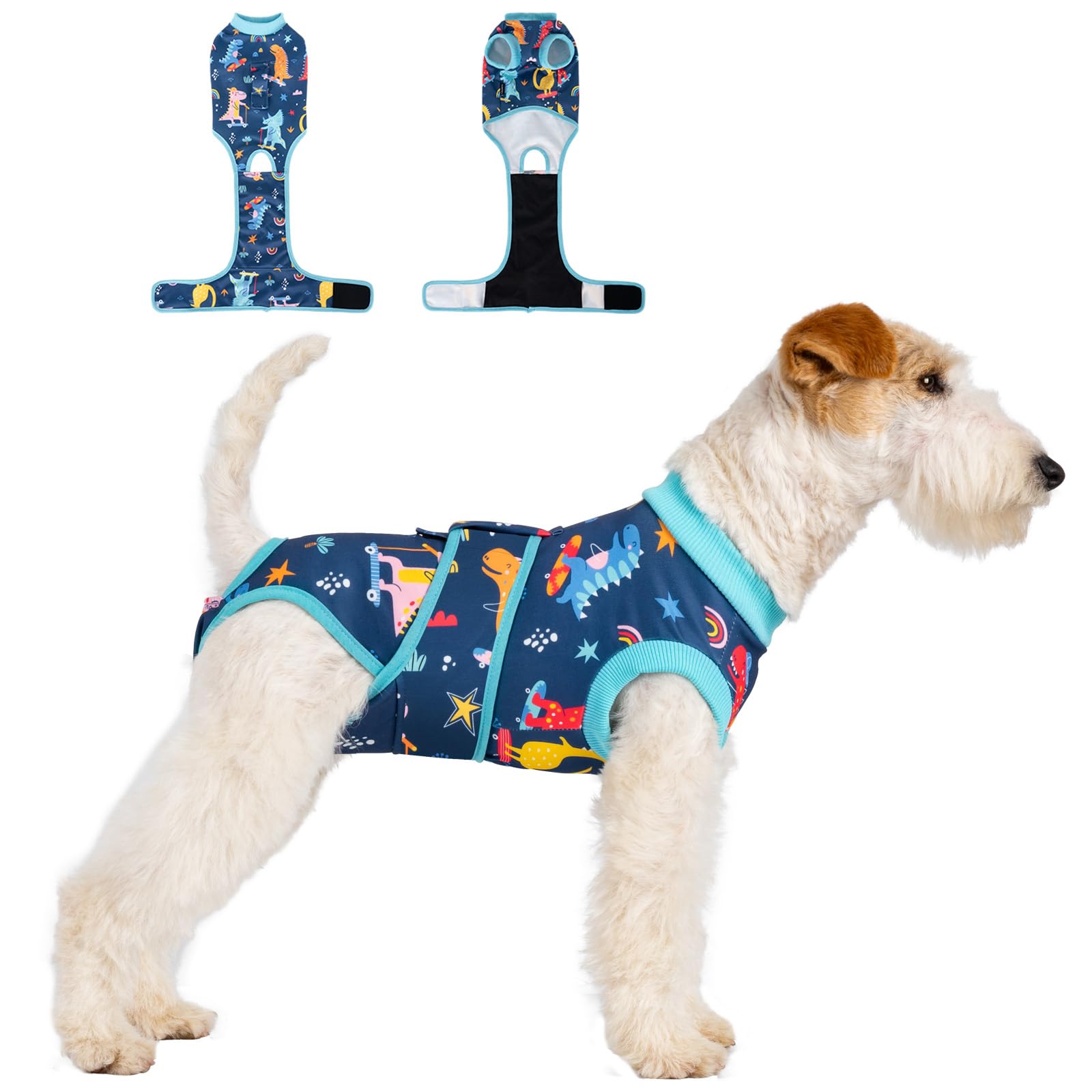 V.PET.B.R Dog Surgery Recovery Suit,Female Male Dog Onesie for Spay Neuter,Substitute E-Collar & Cone,Anti-Licking Breathable Onesie for Small Medium Large Dogs,New Dinosaur Pattern M