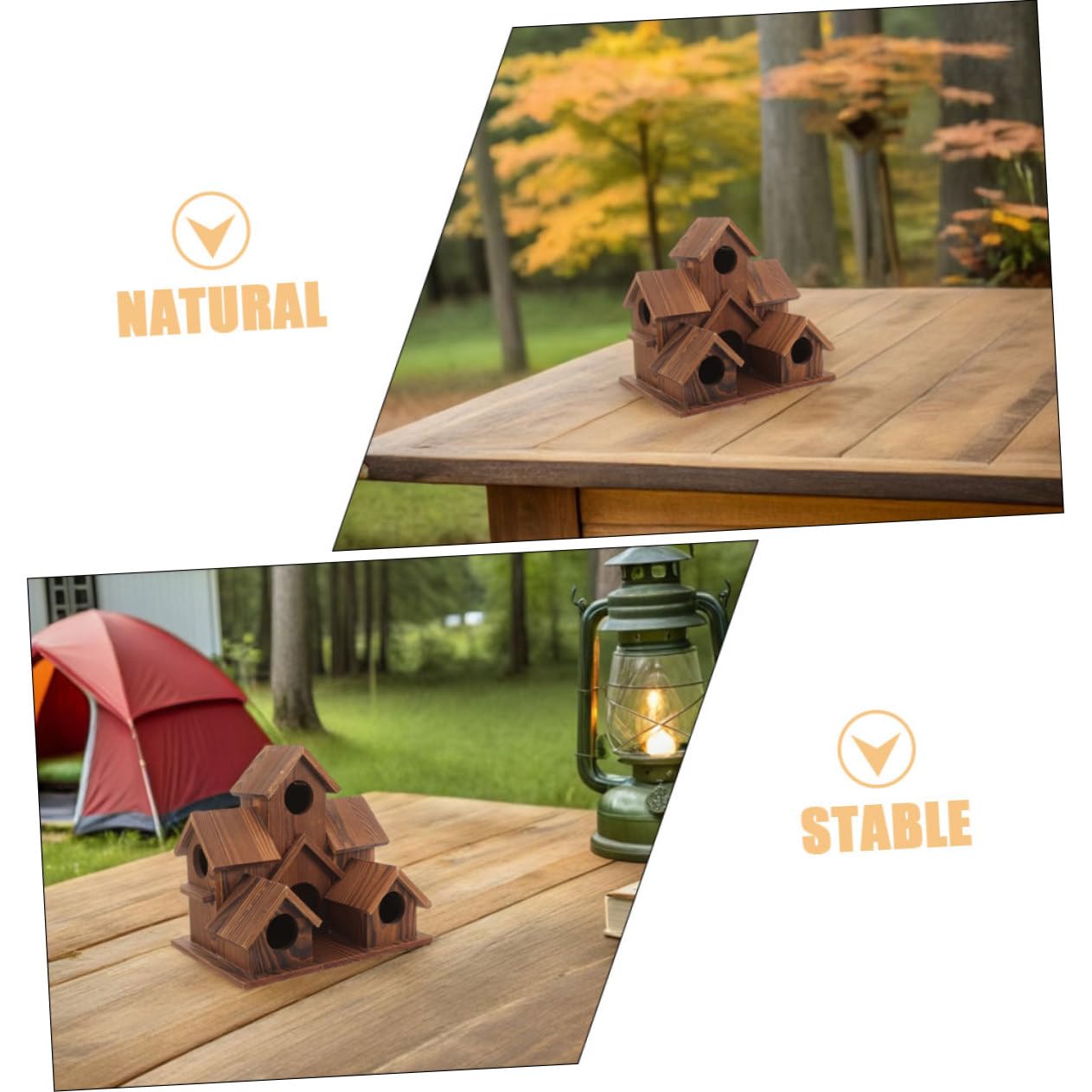 2 Piezas Casitas de Madera Rústicas para Pájaros Comedero y Nido Exterior Resistente al para Jardín y Patio Decoración Natural para Aves