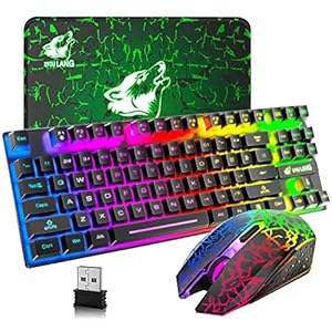 Lexonelec Regenbogen Gaming-Tastatur-Maus-Set 87 Tasten