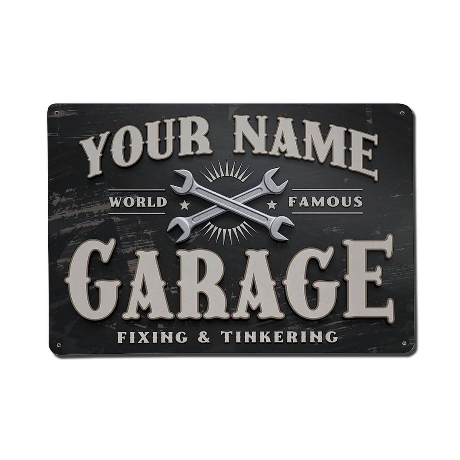 Nestemfo Vintage Your Name World Famous Garage Tin Sign Metal Sign, Living Room,Bar, Home, Bedroom Wall Decor,Retro Metal Poster 8X12 Inches