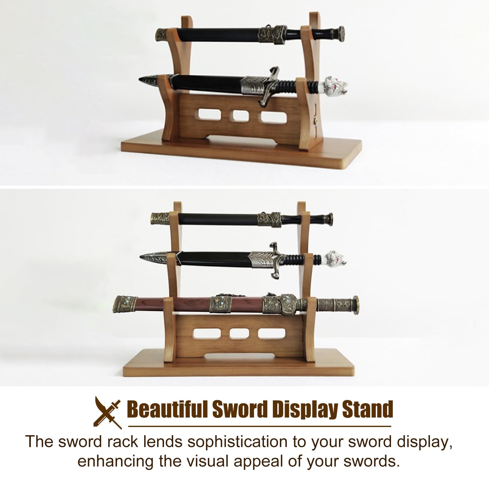 Soporte de pared for espadas, expositor horizontal 2, 3, 4 o 5 niveles, universal, for decoración del hogar(3tier 25cm (9 7/8"))