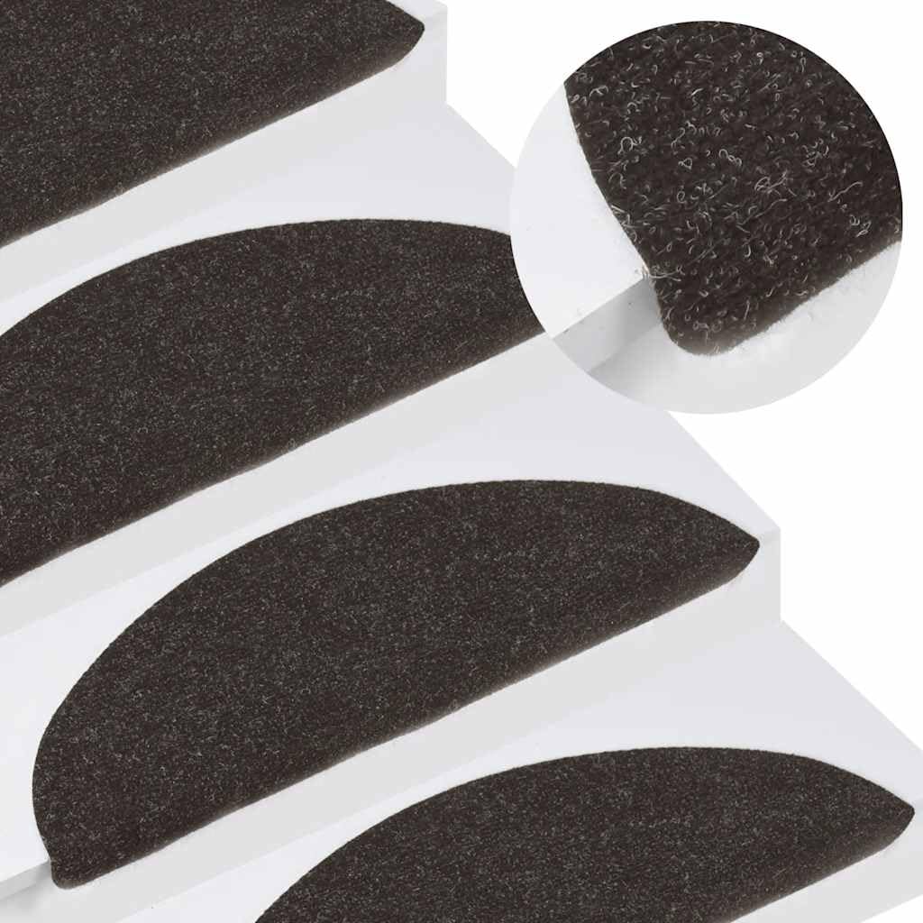 Tapis d'escalier auto-adhésifs 10 pièces 56 x 17 x 3 cm Noir