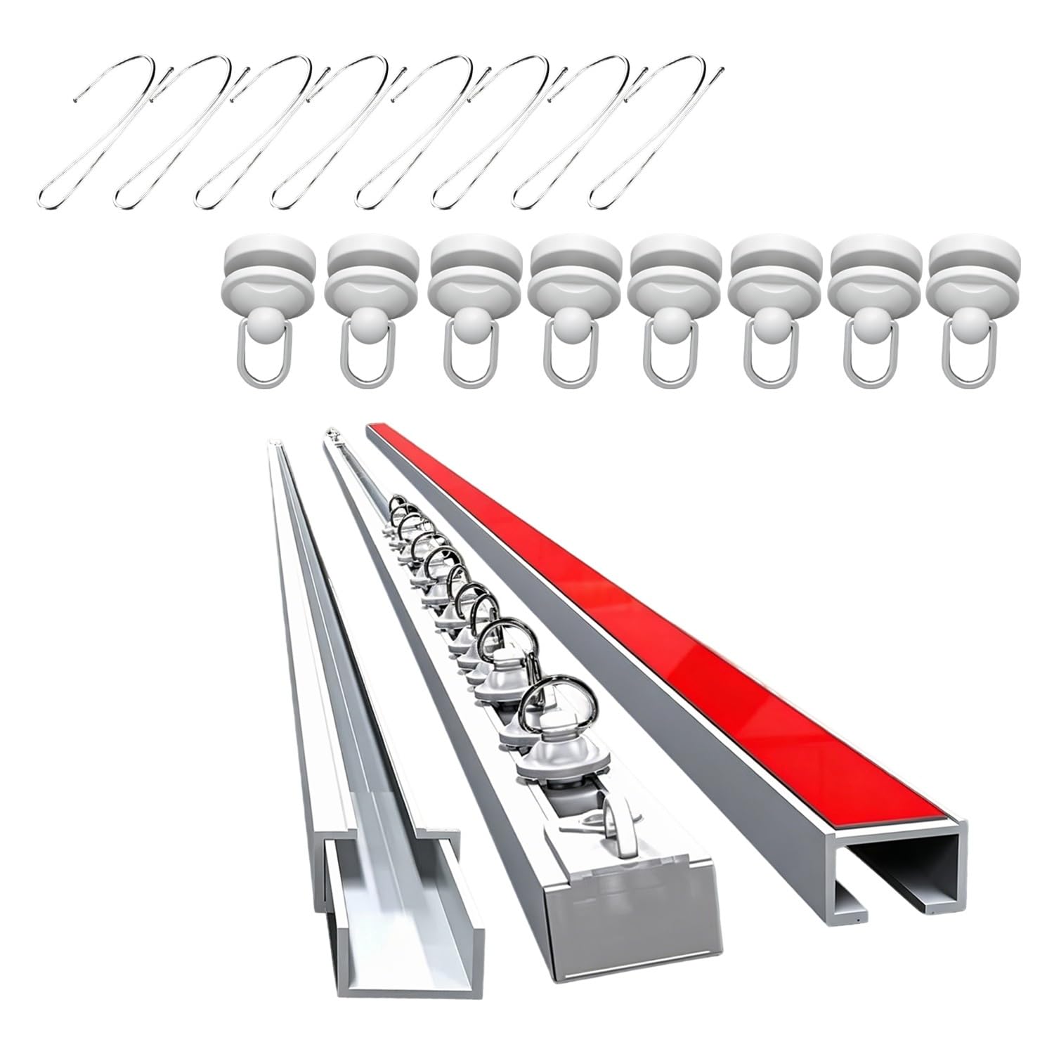 Rail de Rideau Autocollant, pour Mur ou Plafond, Sans PerçAge, pour Cadres de Portes et FenêTres, IdéAl pour Camping-Car et Locataires DéCoupable Sans Dommage Sans Outils(4.5M)