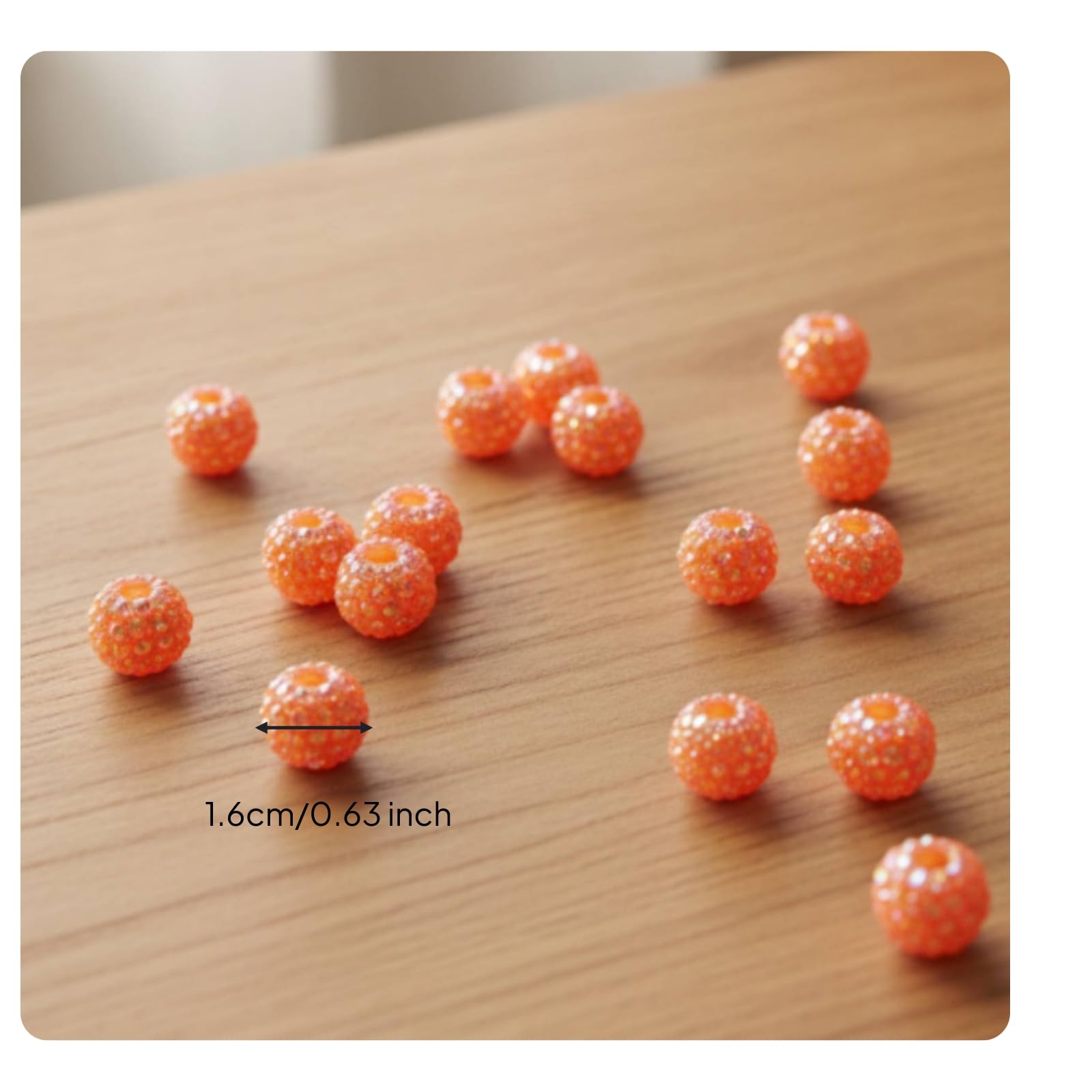 100 Piezas Abalorios con Acabado con Relieve talles Iridiscens Facetadas Abalorios Esféricas Acrílico Brillans para Diseños Colgans, 16MM