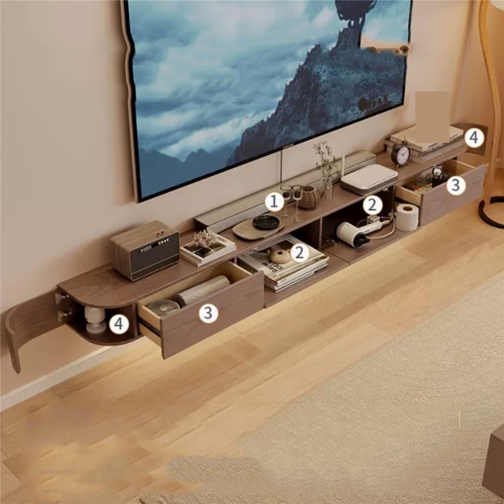 78,7"/86,6'' Schwebender TV-Ständer mit LED-Licht, Wandmontierter schwebender TV-Ständer, Entertainment-Media-Center(Small)