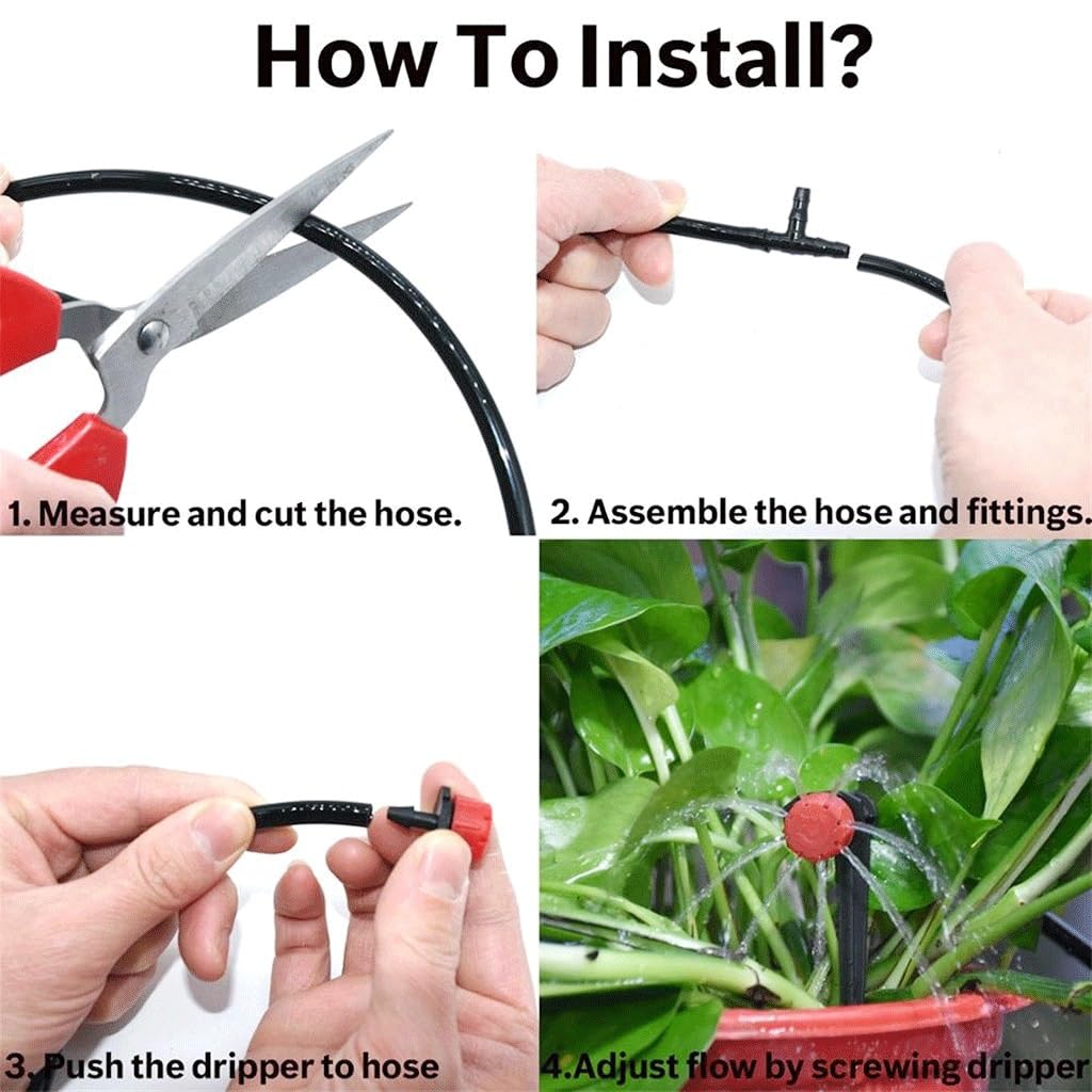 Tropfbewässerungsband, PVC-Gartenbewässerungsschlauch-Tropfbewässerungssystem 1/4 Zoll 10-30 m(25m(82ft))