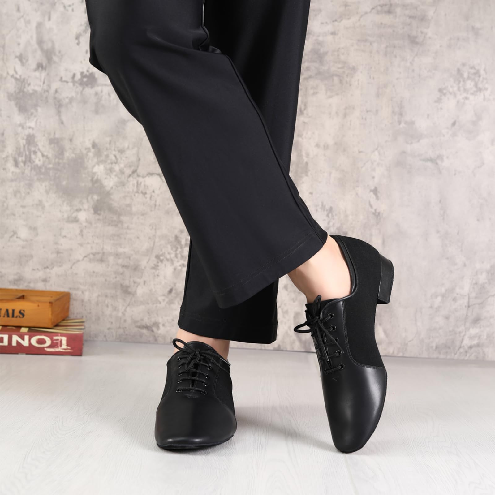 Zapatos de Baile Latino Modernos para Hombre con Cordones Tango Salsa práctic de salón Zapatos de Baile Tacón Bajo