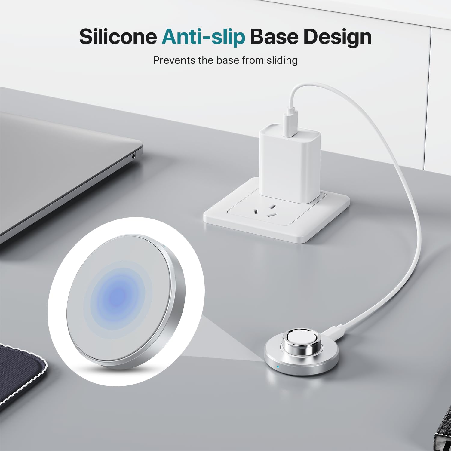 Kompatibel mit Oura Ring Gen 4 Ladegerät (Größe 10), schnelle und sichere Ladestation mit USB-C-Kabel, Aluminium-Legierung, Silikon-Anti-Rutsch-Basis, unverzichtbar für Oura Ring 4 Benutzer (Silber)