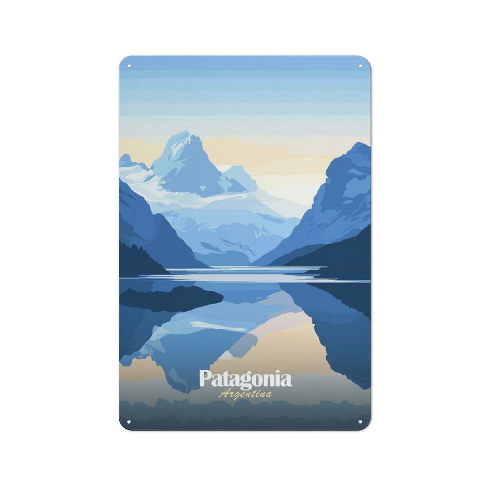 Junmoney Style-10 Patagonia Argentina Landscape Vintage Metal Sign 30X20cm For Lounge Or Reading Corner, For A Room Refresh Centred On Metal Wall Decor