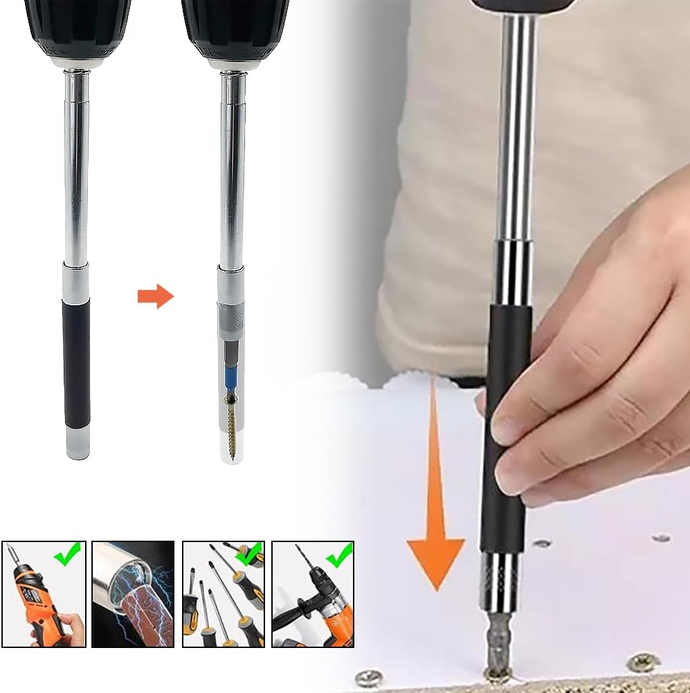 9Pcs Drill Bit Holder Extension Set CR-V 1/4 Inch Hex Shank Chuck Adapter Magnetic Drill Bit Holder Pivoting Screwdriver Release with Impact Socket Adapter Tool for Tight Space Corner