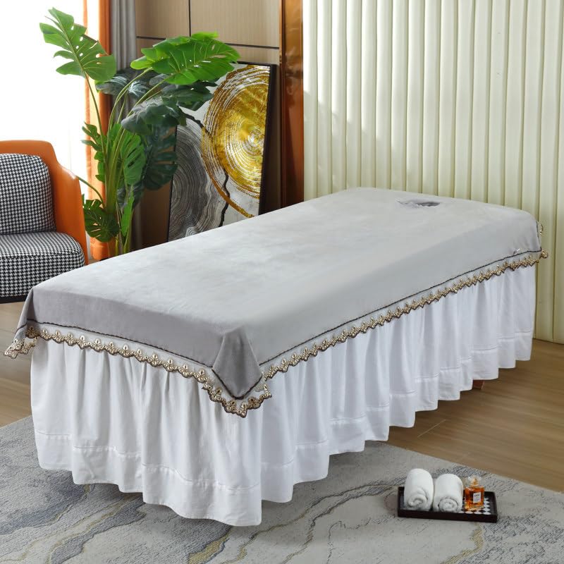 Tabla de masaje spa falda lavable impermeable con agujero facial para camilla estética salón
