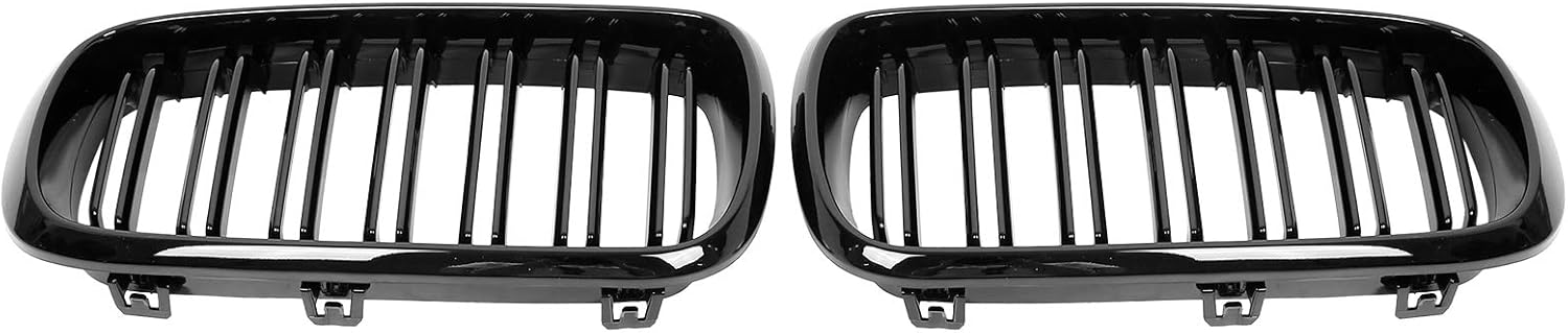 X AUTOHAUX 1 Pair Glossy Black Car Hood Kidney Bars Front Grille Double Line 4 Door for BMW X5 2014-2018