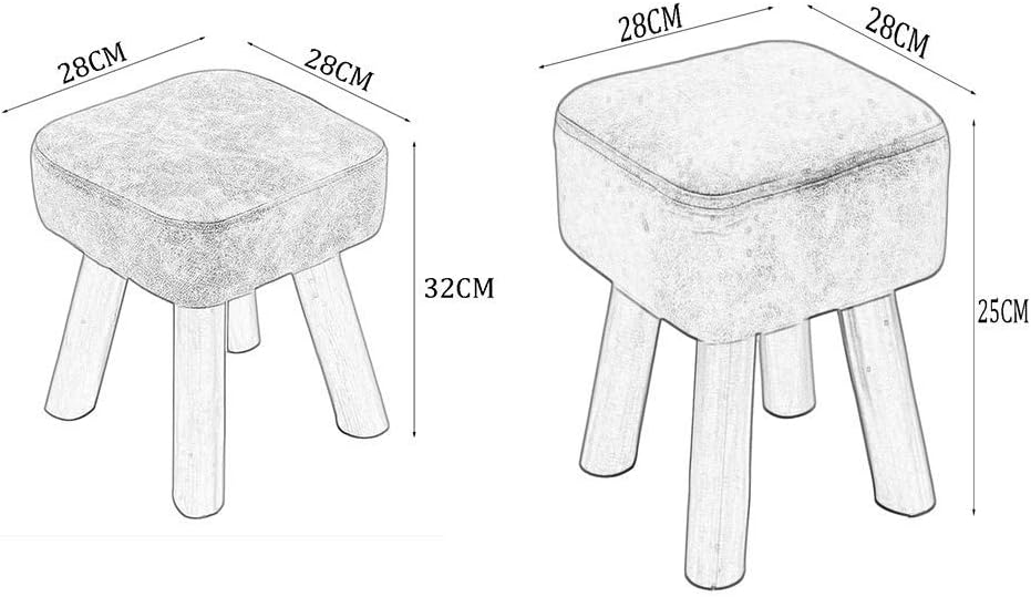 DASHADAO Foot Stool Sofa Stool Solid Wood Stool Shoe Bench Rest Simple and Modern Living Room Bedroom Home Decorative,7 Colors (Color:B,Size:28X28X25CM)