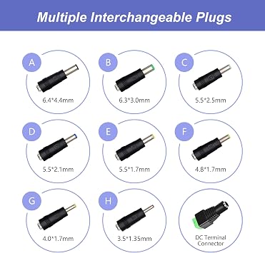 24V 1A Power Supply, 6 FT Power Cord ETL Certified AC 100V-240V to DC 24 Volt Power Supply Adapter with 5.5mm x 2.1mm Plug and 9 Interchangeable Plug, for 24V Electronic Devices ONLY