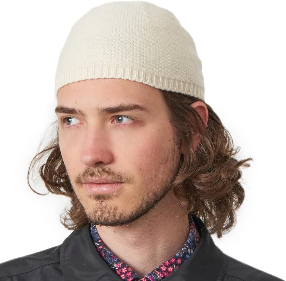 Mens Winter Hat Skull Cap - Fitted Hats for Men Wool Beanie Kufi Warm Muslim Prayer Dress Cap Stretchy