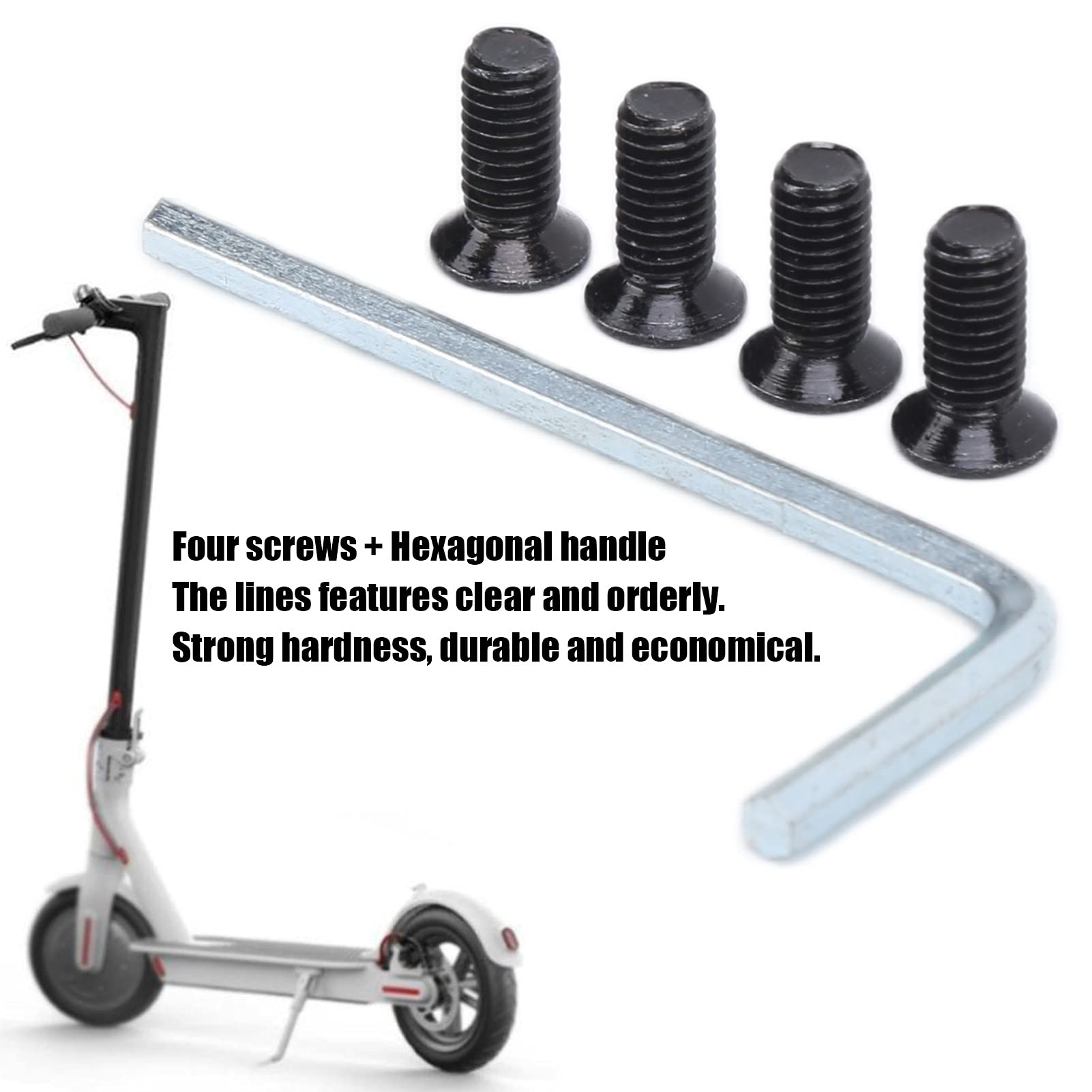 Vbestlife E-Scooter Hex Wrench Tool Kit, 4Pcs E-Scooter Handlebar Front Fork Tube Screws with Hex Wrench Tool for Electric Scooter - Image 3
