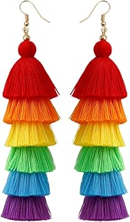 Rainbow Earrings for Women Men Pride Accessories Colorful Earrings (Rainbow Drop Earrings-B)
