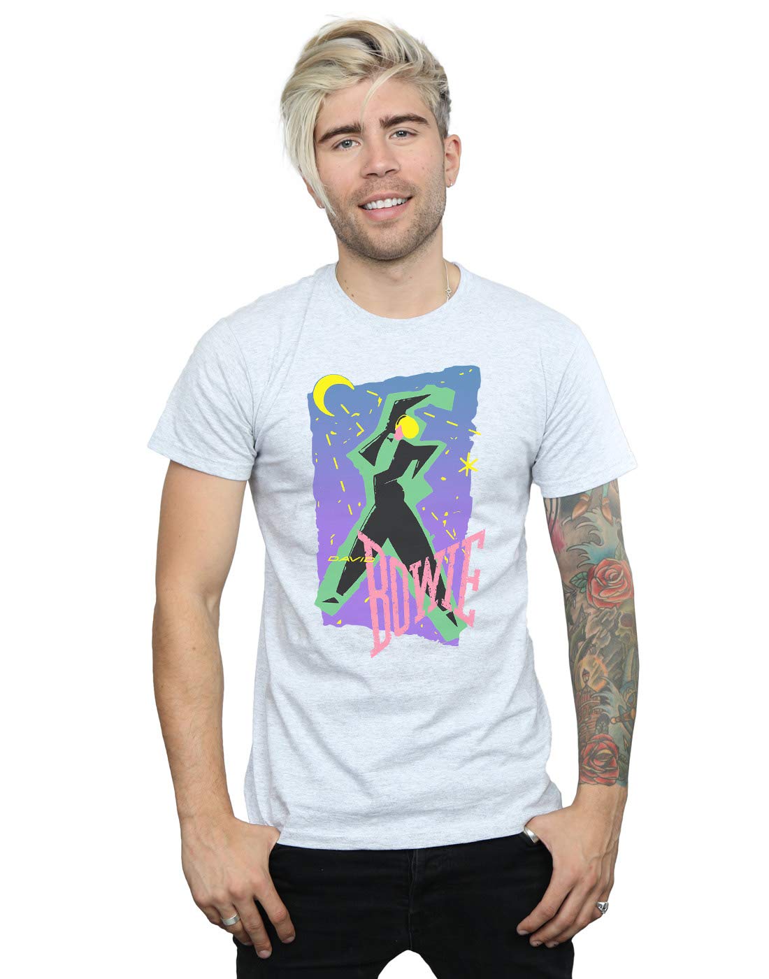 David Bowie Grey Cotton T-Shirt - Short-Sleeved