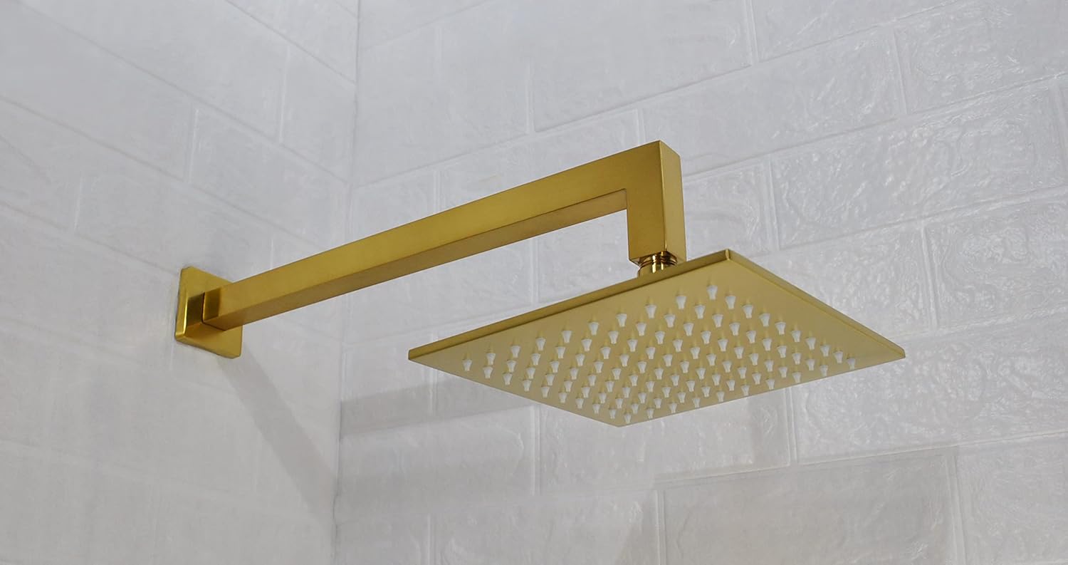 Aquaiaw Shower Arm and Shower Head Bundle, 16 inch Wall Mount Shower