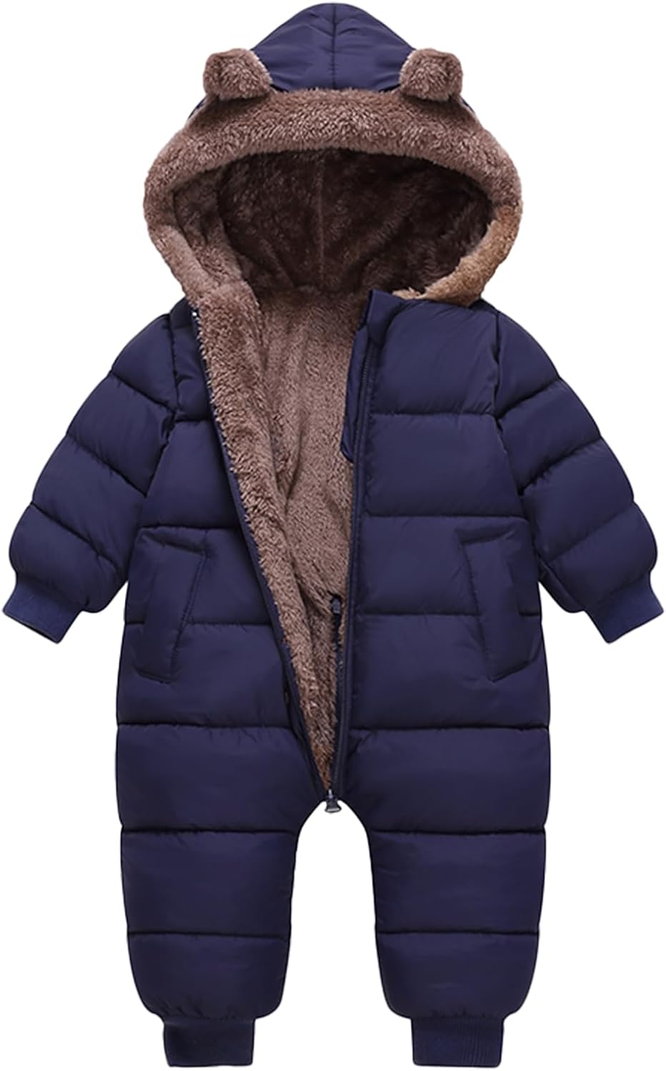 Baby Boys Girls Snowsuit Winter Clothes Suit Hooded Jumpsuit Romper Bear Outfit Infant Warm Coat Outwear Overcoat