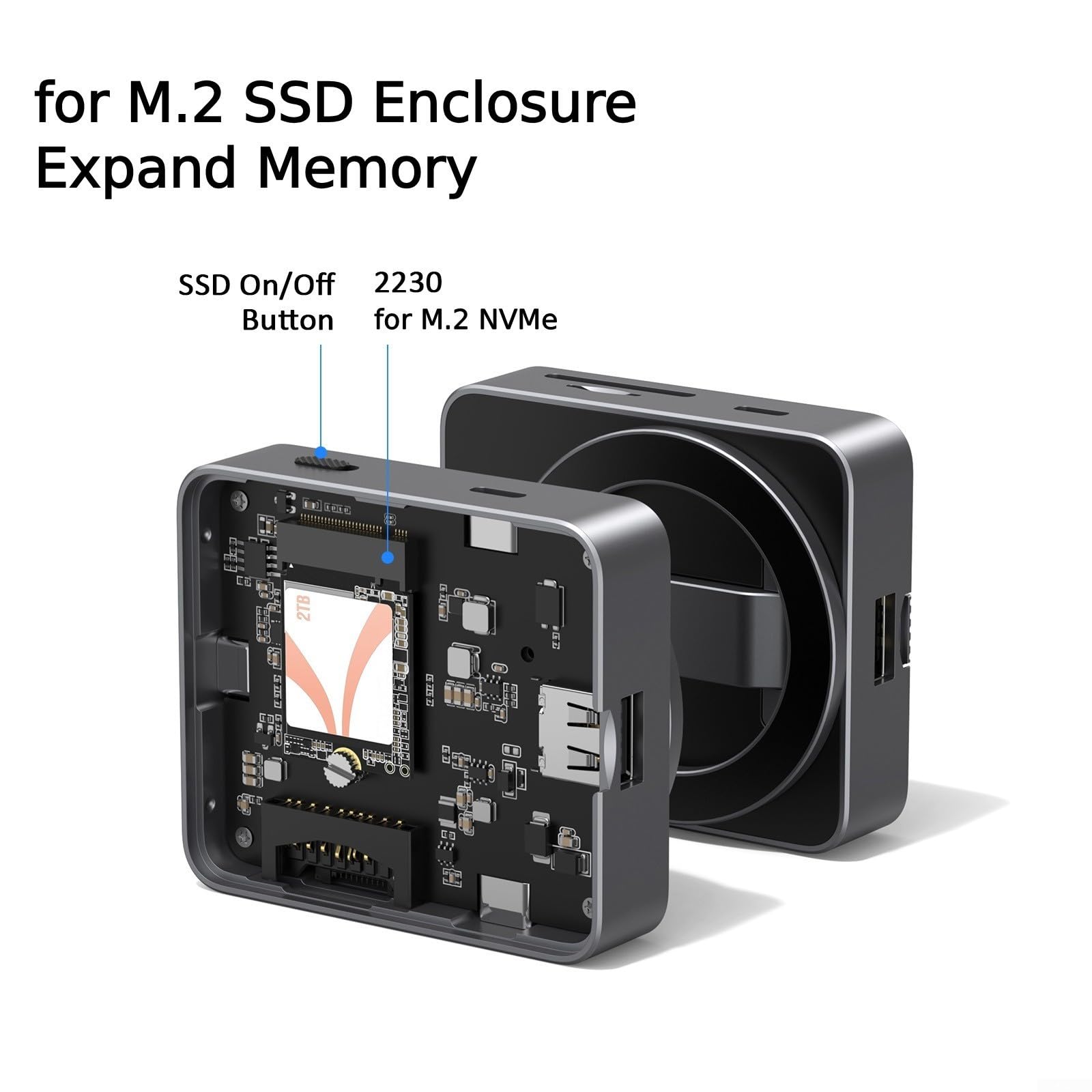 Alluminio per M.2 per Nvme SSD Enclosure con supporto magnetico