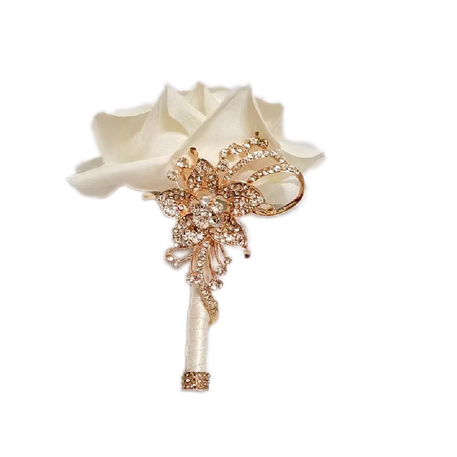 YIFUweddingBridal Water Drop Jewelry Bouquet Wedding Bouquet Luxury Jewelry Proposal Bridesmaid Bouquet Groom Corsage Bride Wrist Flower Wedding Ornament Ivory White (Corsage Flower)