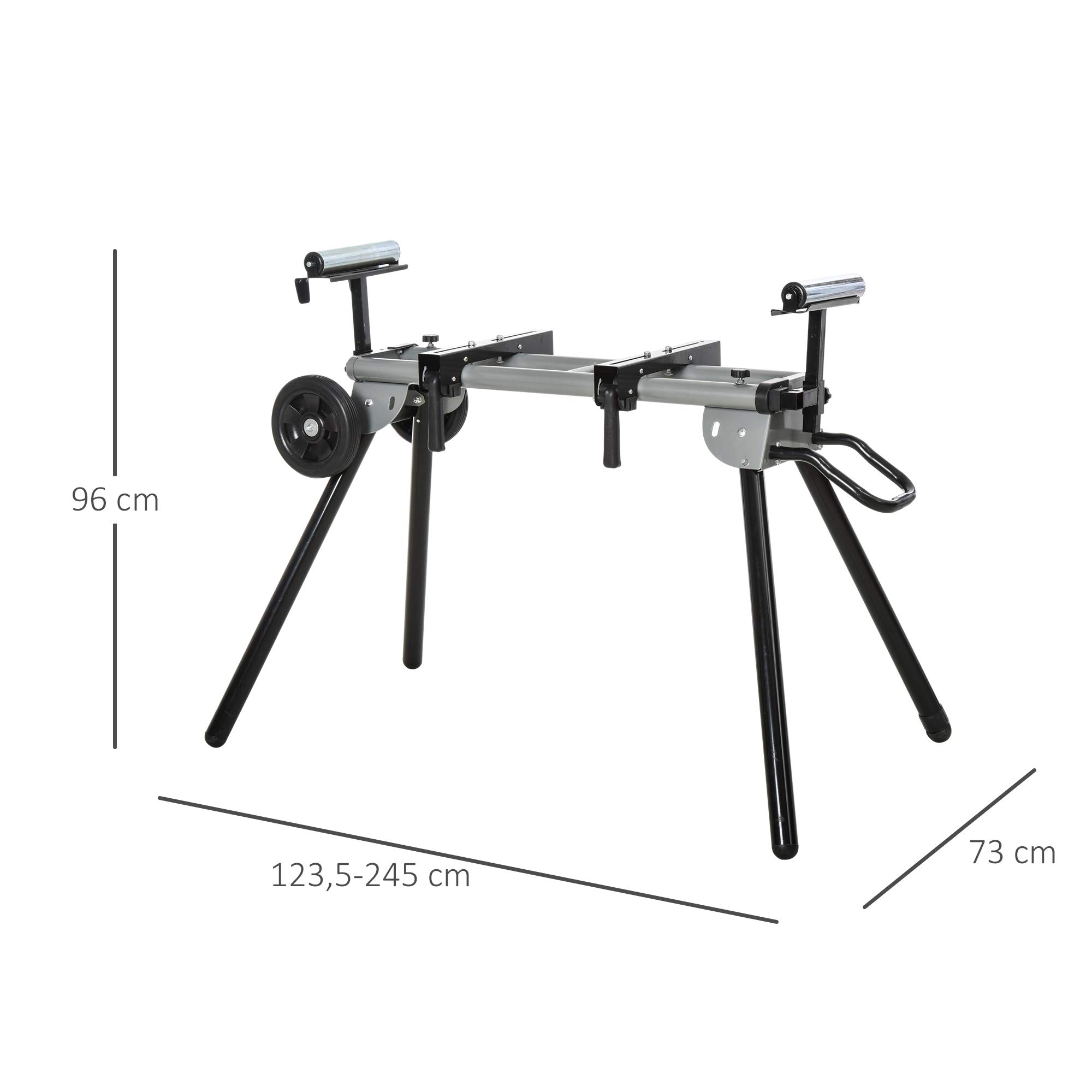 DURHAND Soporte Universal para Sierra Ingletadora Plegable con Distancia de Trabajo Ajustable Fácil de Transportar y Almacenar 123,5-245x73x96 cm Negro