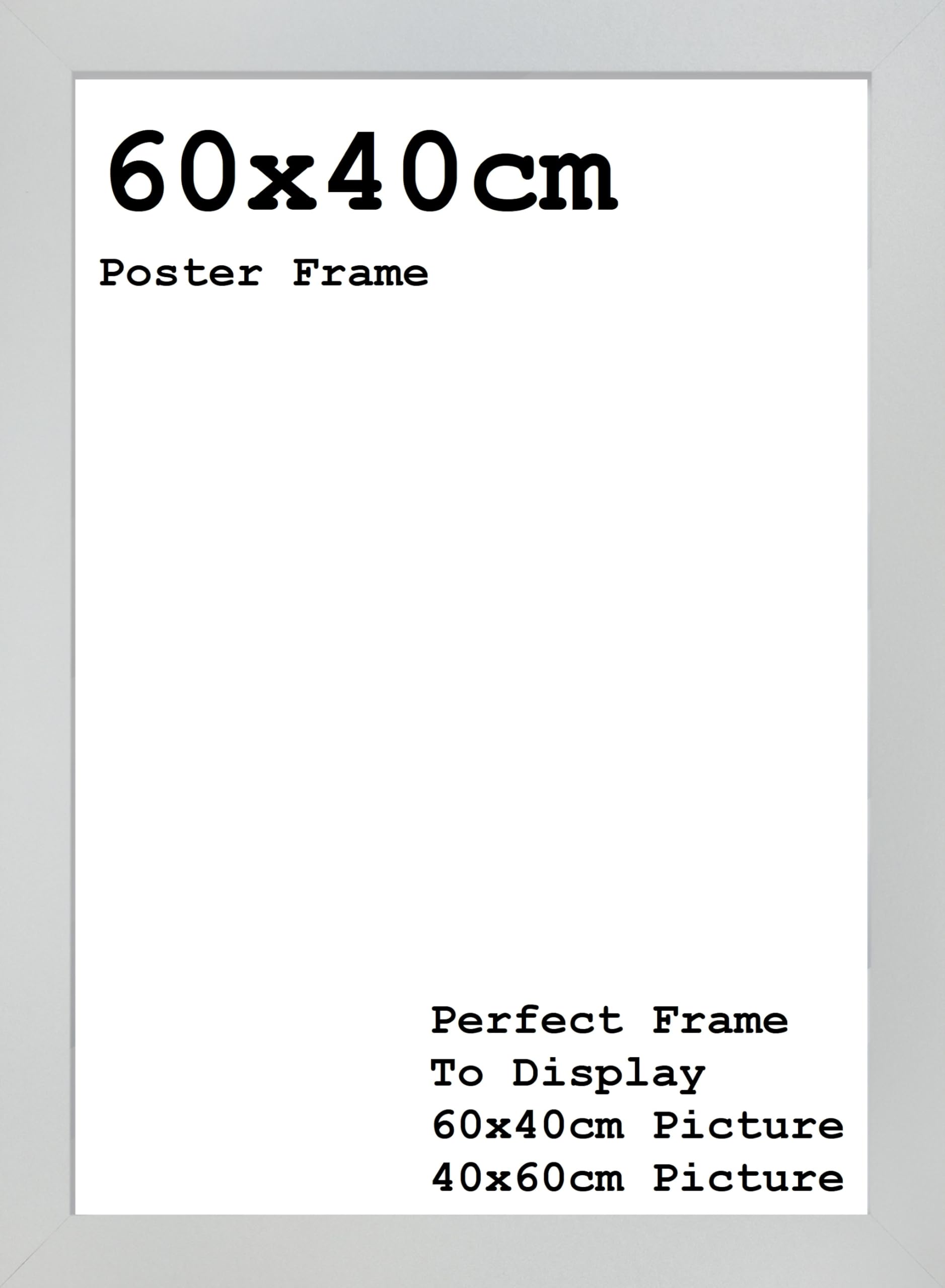 Bstframes Silver 60X40cm Poster Frames - 60X40 Cm Picture Frame - Wooden Effect Picture Frames- 60X40cm Frame Wall Gallery Living Room Poster Picture Frame With Styrene Shatterproof Perspex Sheets (Silver)