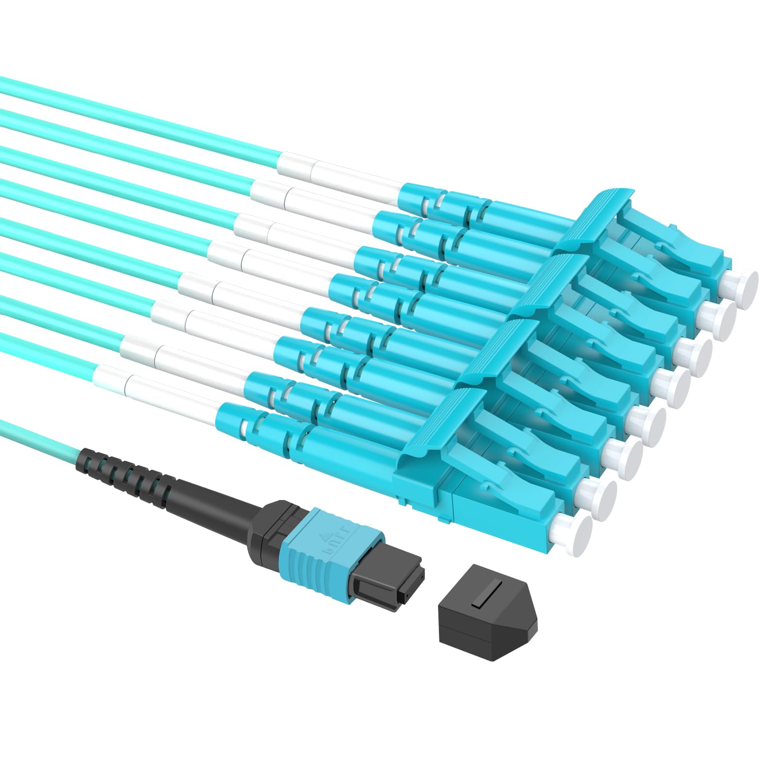 MPO-LC 25m OM4 Fiber Patch Cable,82.5ft 8-Core Multimode Fiber Optic,LSZH Jacket Optical Cord,40G/40GBASE-SR4 Breakout Cable, MTP Compatible for QSFP Transceivers,Data Center/Optical Communications