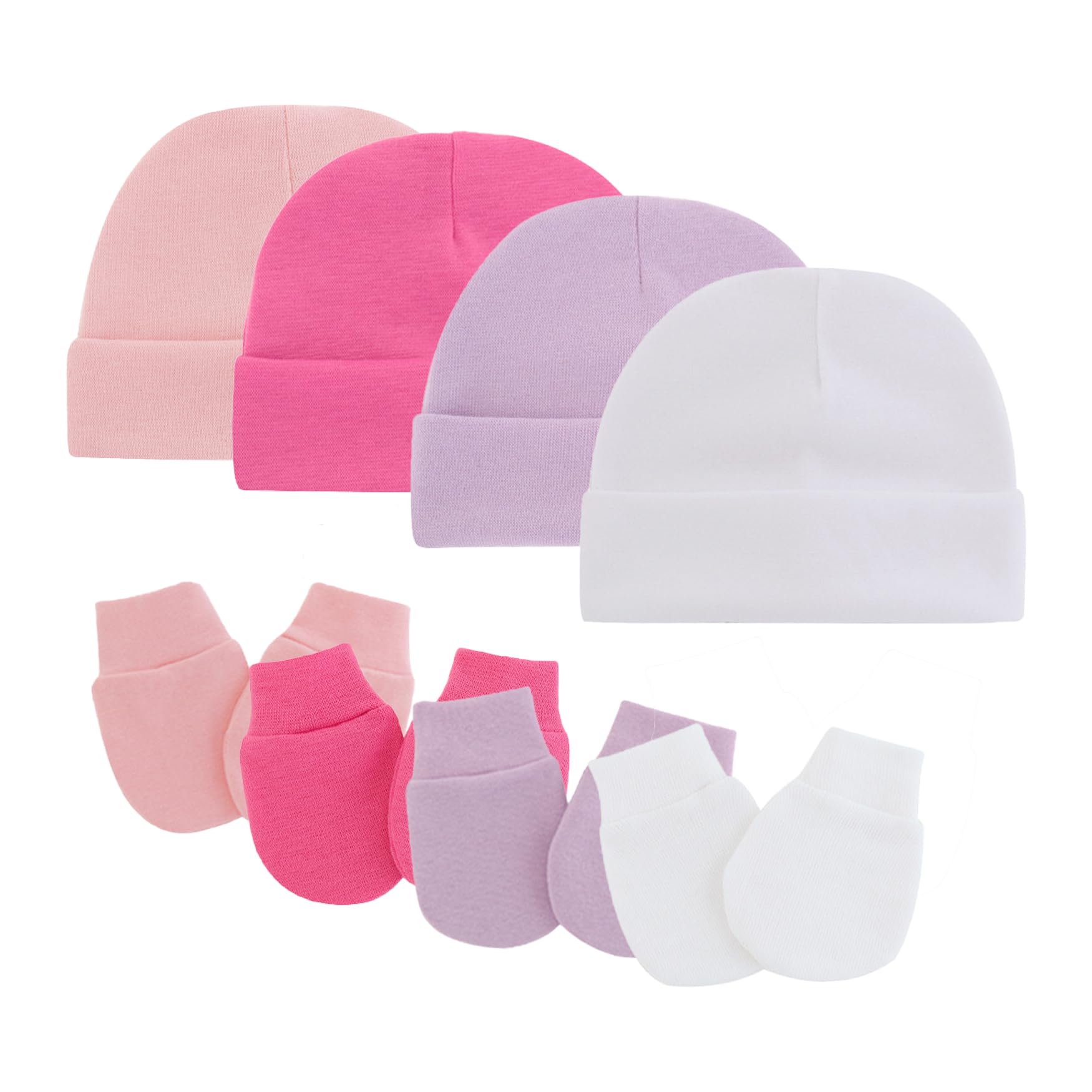 Tisoloow Baby Hats with Scratch Mittens Set Boys Girls Cute Infant Beanie Caps Unisex Newborn Hospital Hats for Baby