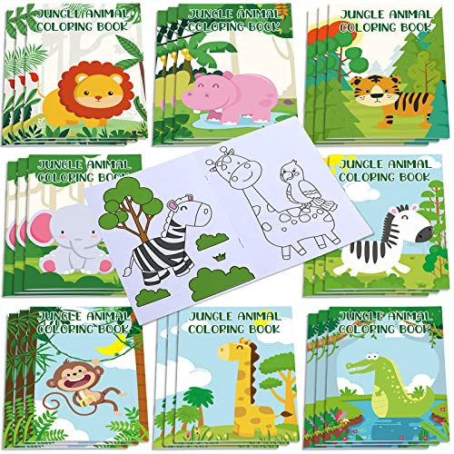 Honoson 24 Libros para Colorear de Animales de Safari Selva Bosque Recuerdos de Fiesta para Niños Mini Libro de Dibujo de Arte DIY Álbums de Colorear de Zoológico para Cumpleaños Actividades