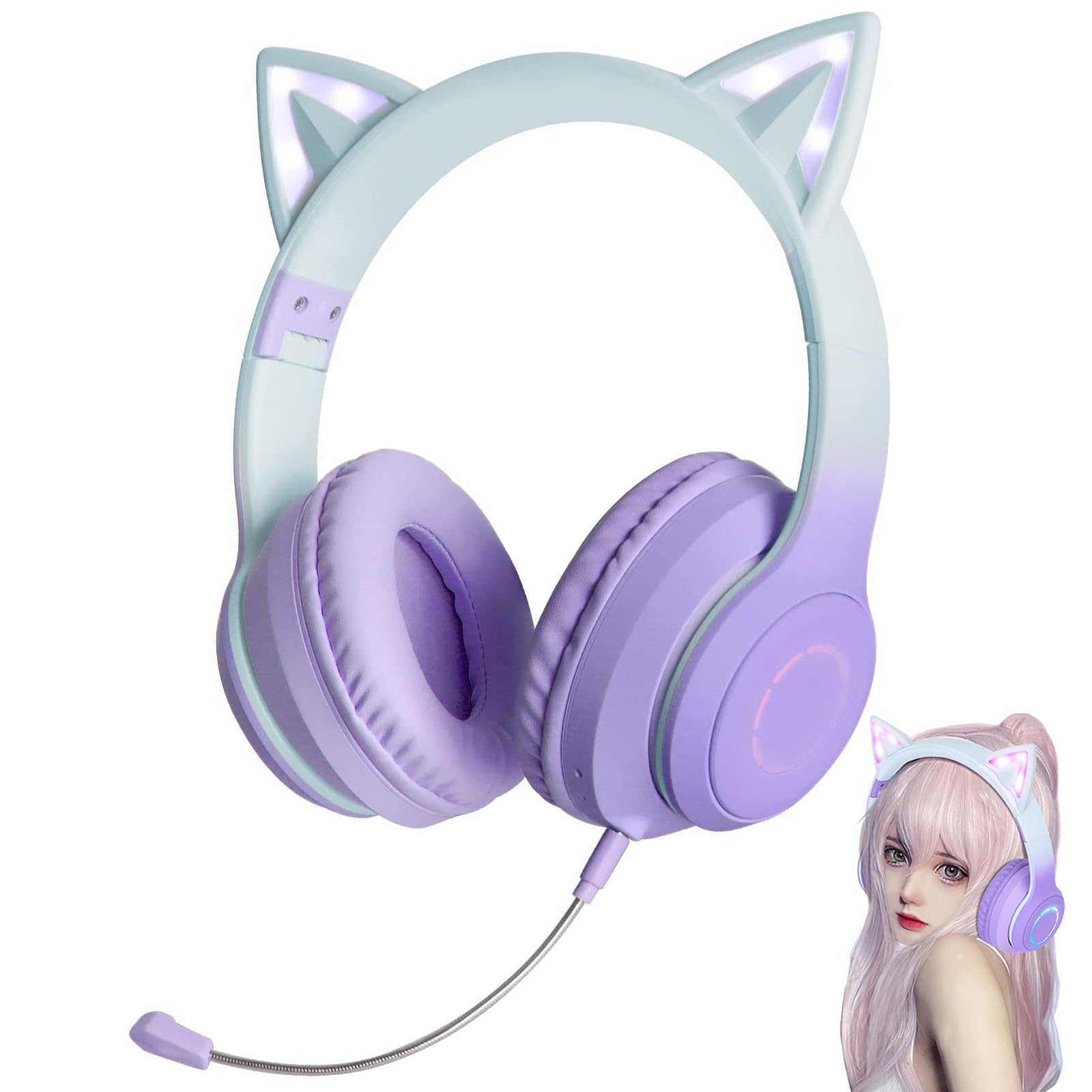 Amazon.co.jp: GHDVOP Bluetooth5.1 猫耳ヘッドホン ねこみみ