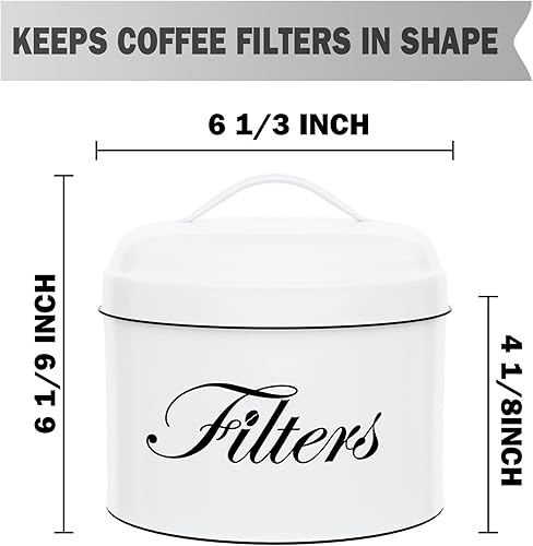 Miniatura 3 de Soporte para filtro de café, cesta blanca para almacenamiento de filtro de café con tapa, contenedor de filtro de café redondo para mostrador,