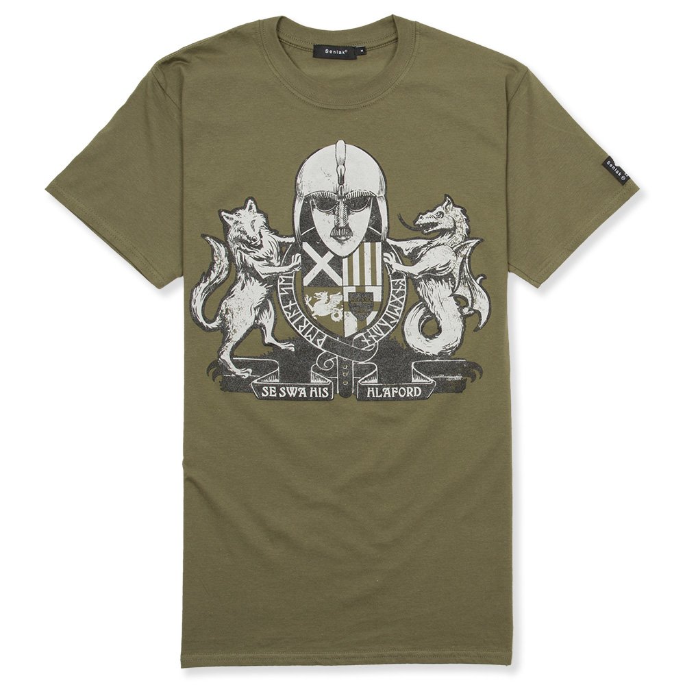 Senlak England T-Shirt ENGLISC Coat of ARMS (Large, Military Green)