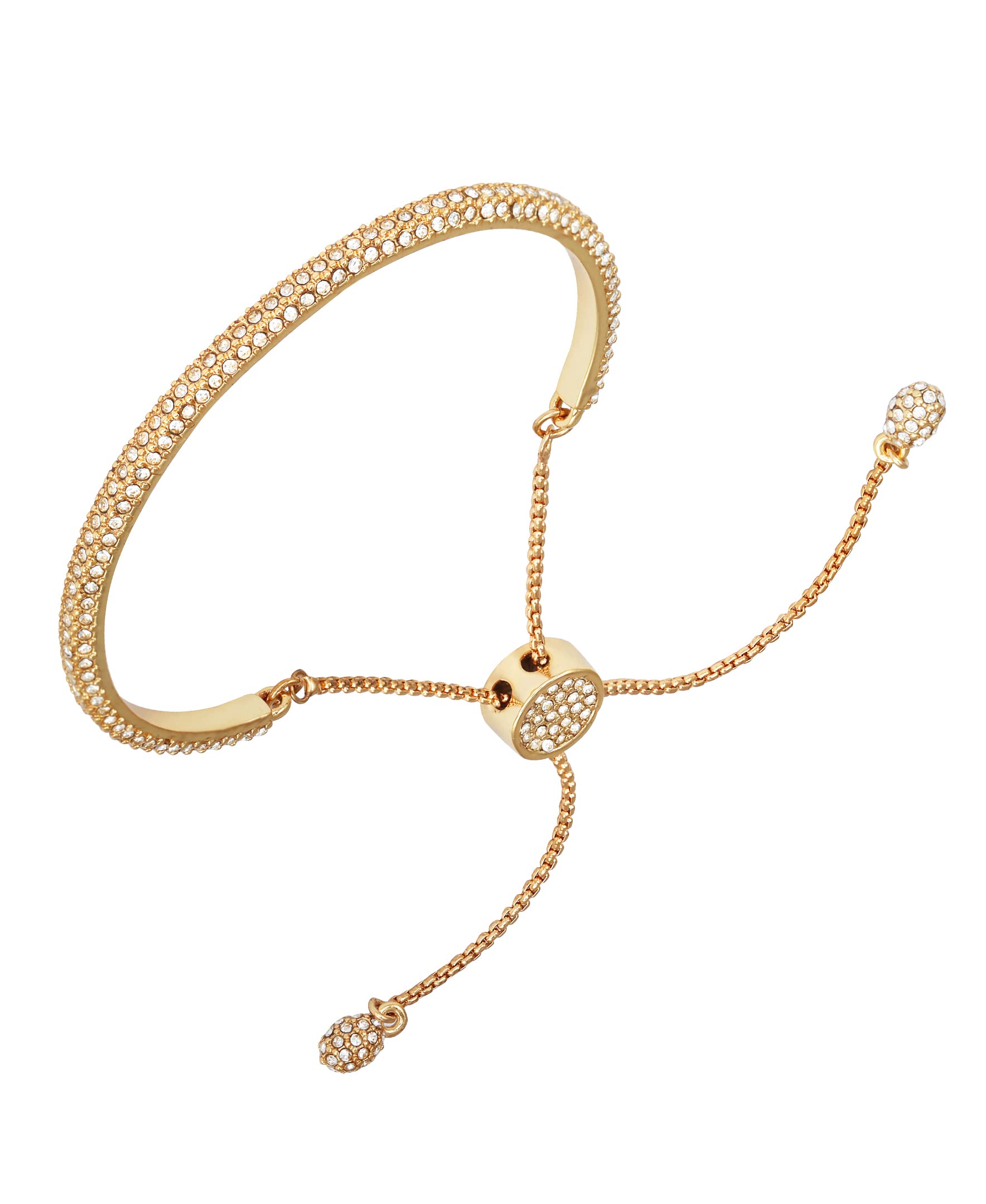 Vince Camuto Gold-Tone Crystal Glass Stone Pave Slider Bracelet, 7.5" Inch