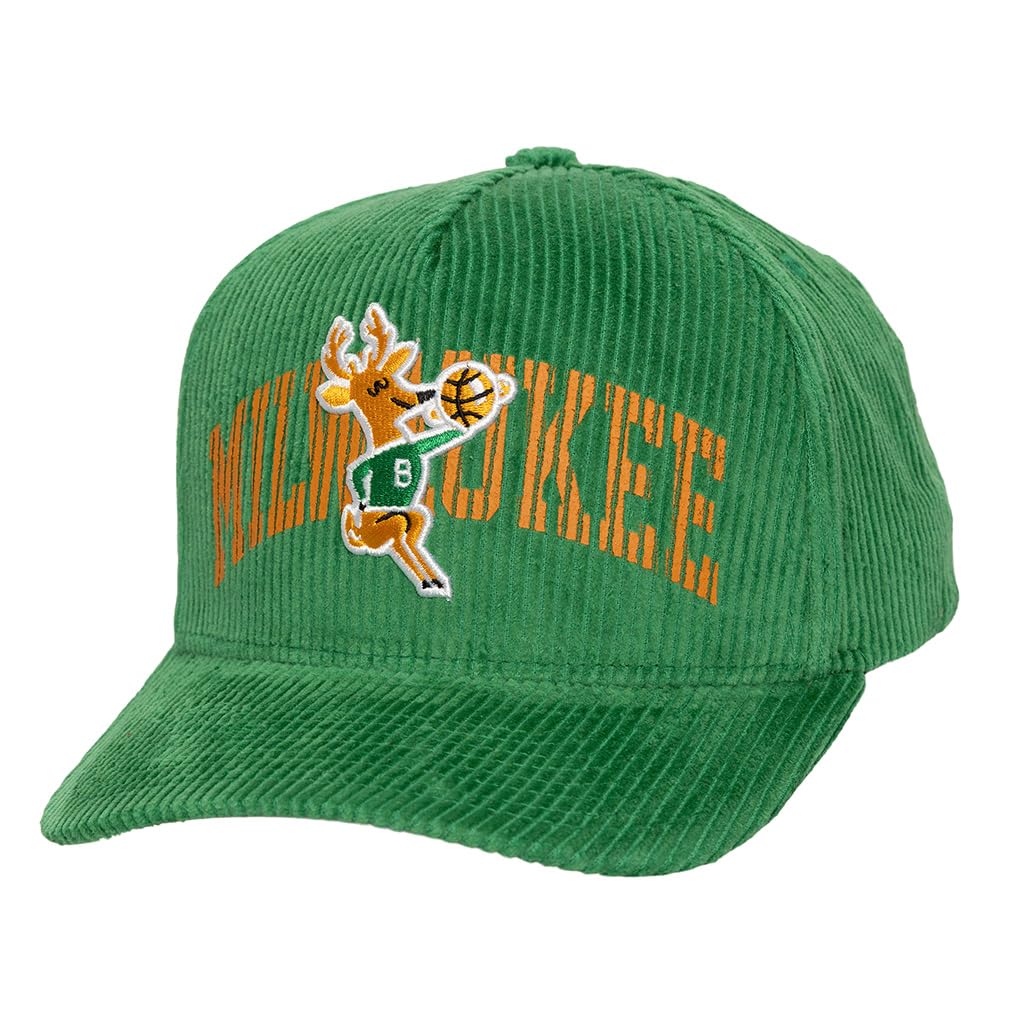 Mitchell & Ness NBA Arch Stamp Cord Snapback Cap Milwaukee Bucks Green