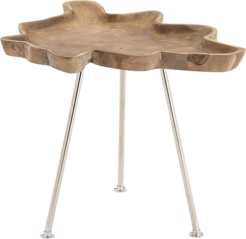 Deco 79 37806 Elegante bandeja mesa auxiliar, marrón, "27"l x 21.5""W x 22"H"