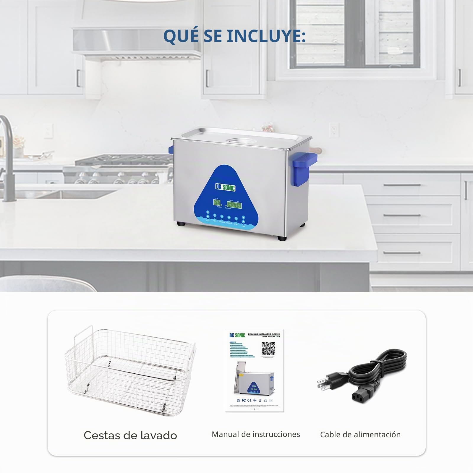 DK SONIC Limpiador Ultrasónico 4L, Limpiador Ultrasónico Profesional de Joyas de 120W con Calentador y Temporizador, Control Digital y Cesta, Múltiples Funciones para Joyas, Gafas, Cadenas, Relojes