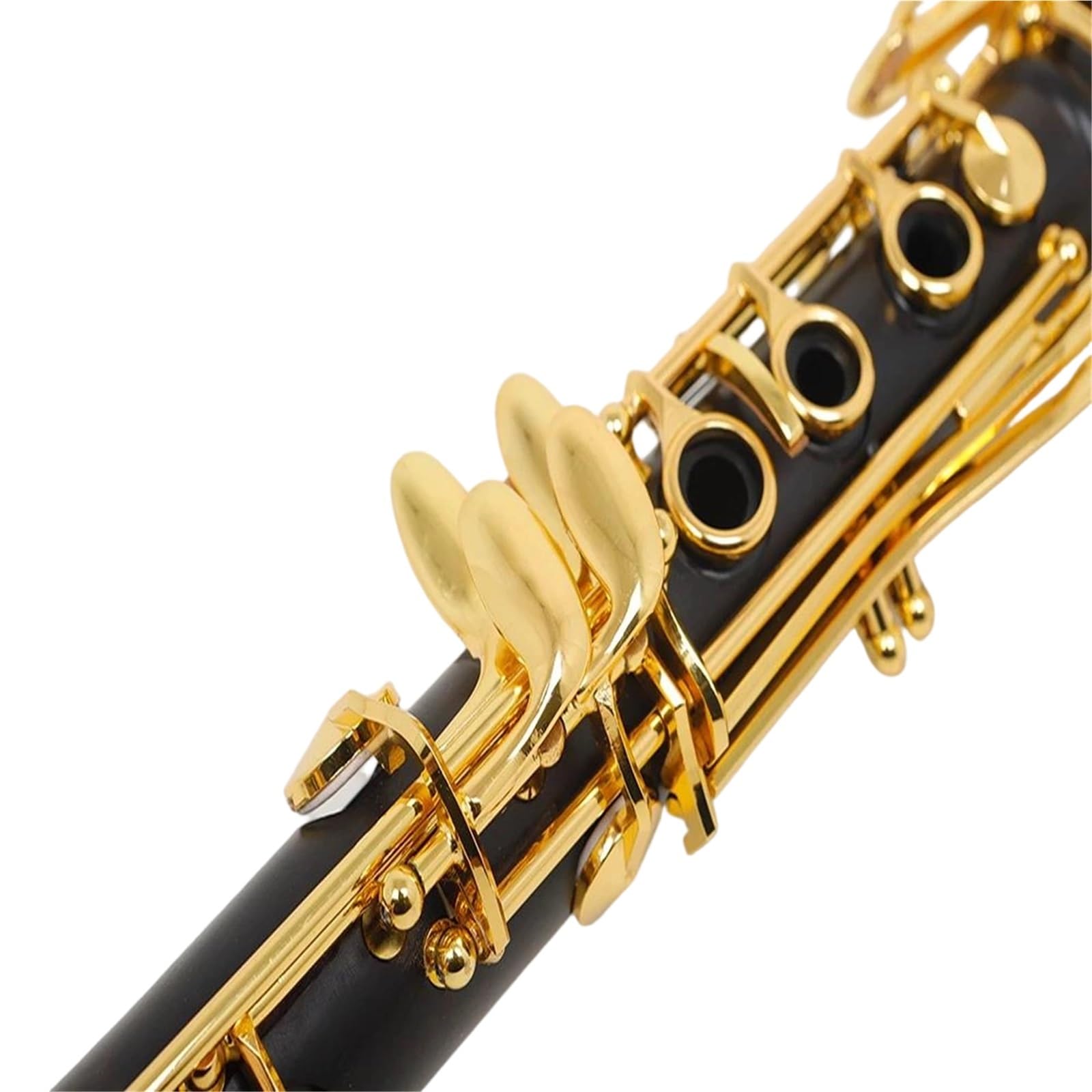 Clarinete De Ébano Bb 17 Llave Chapada En Oro Rendimiento Con Cinturón Trasero Guantes Silbato