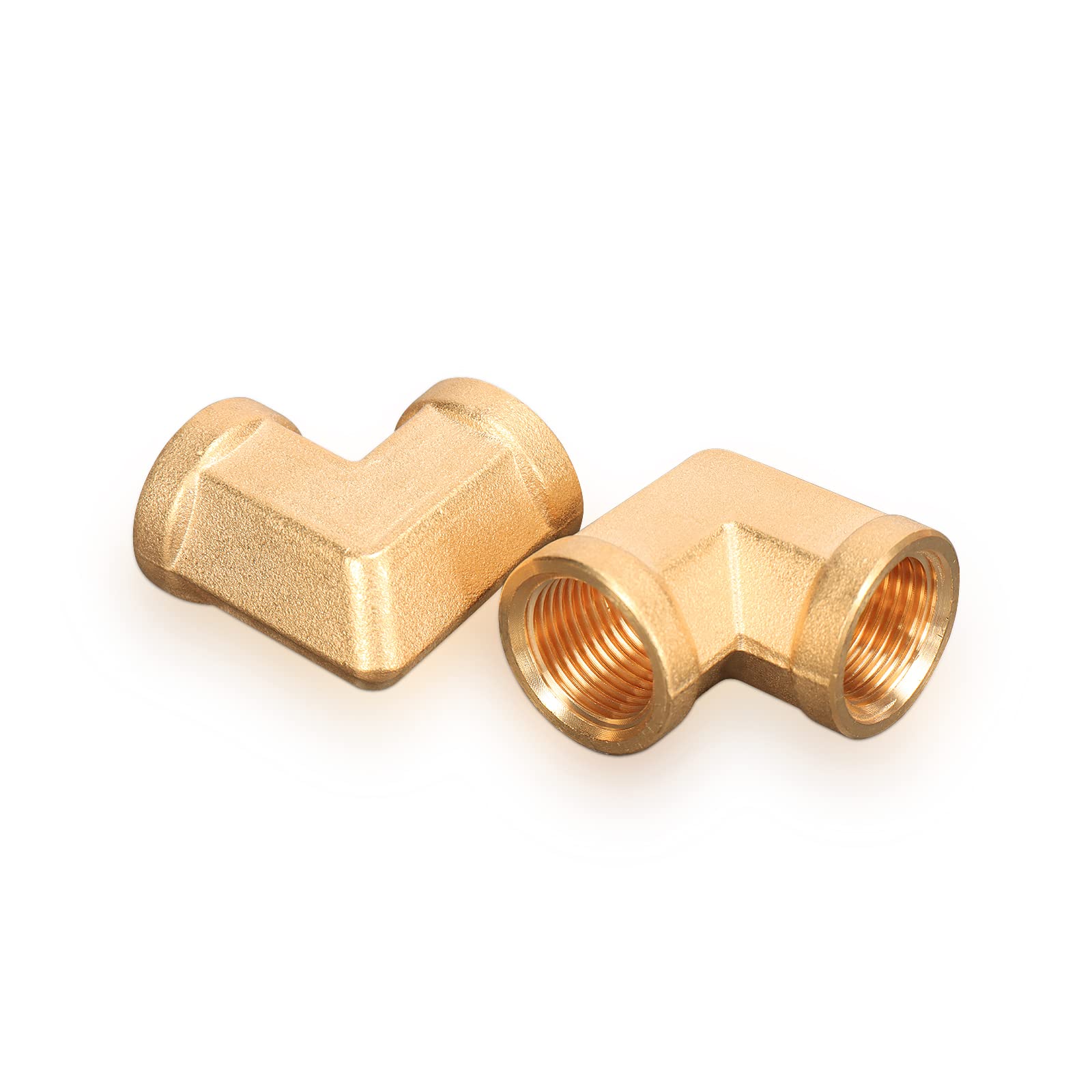 90 Degree Barstock Street Elbow, NPT Pipe to NPT Forged Brass Pipe Fitting (2pcs) (1/2FNPT)