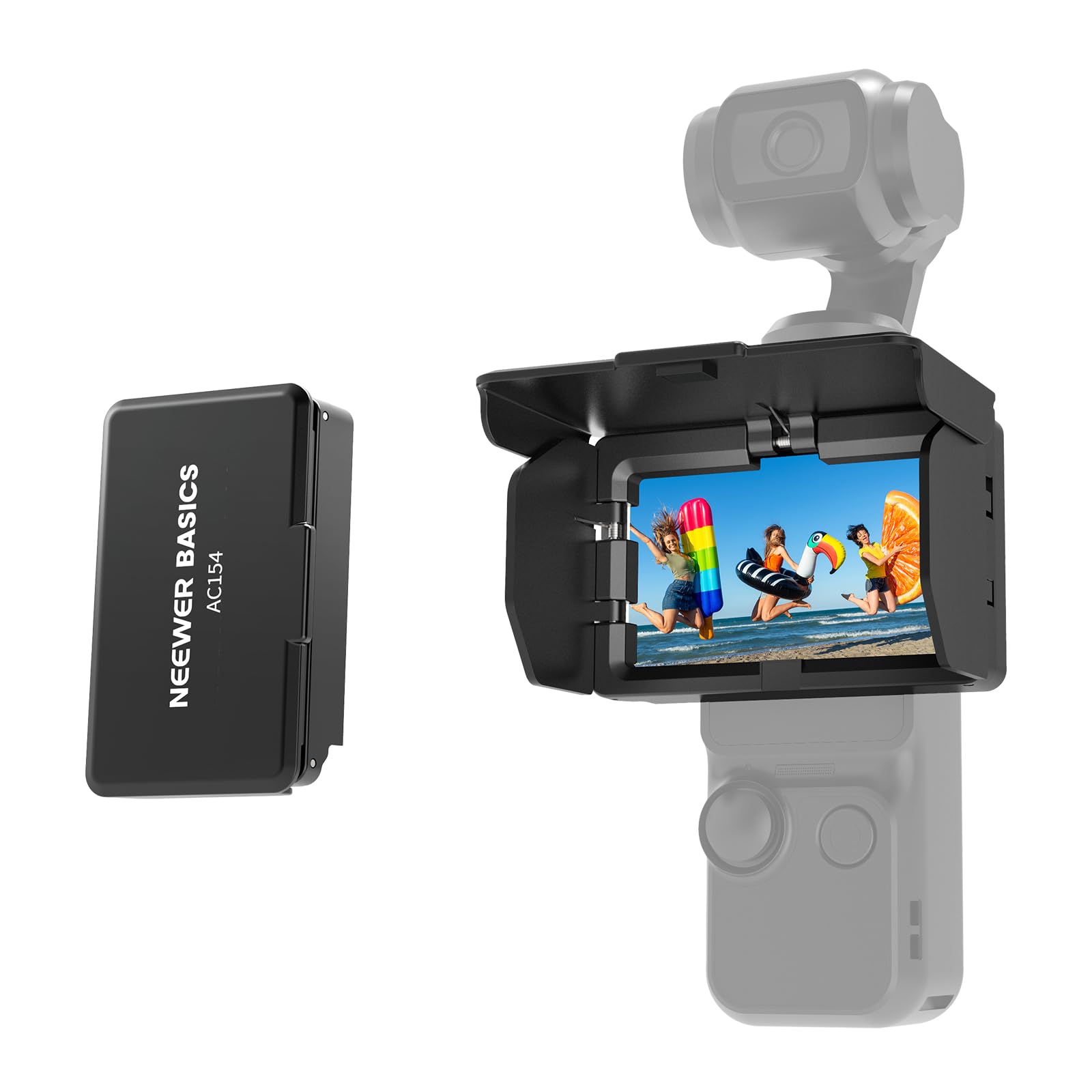 NEEWER Screen Sunshade Compatible with DJI OSMO Pocket 3 Accessories, 3 Sided Foldable Anti Glare Camera Screen Sun Hood Protector for Outdoor Selfies Vlogging Video Recording Live Streaming, AC154