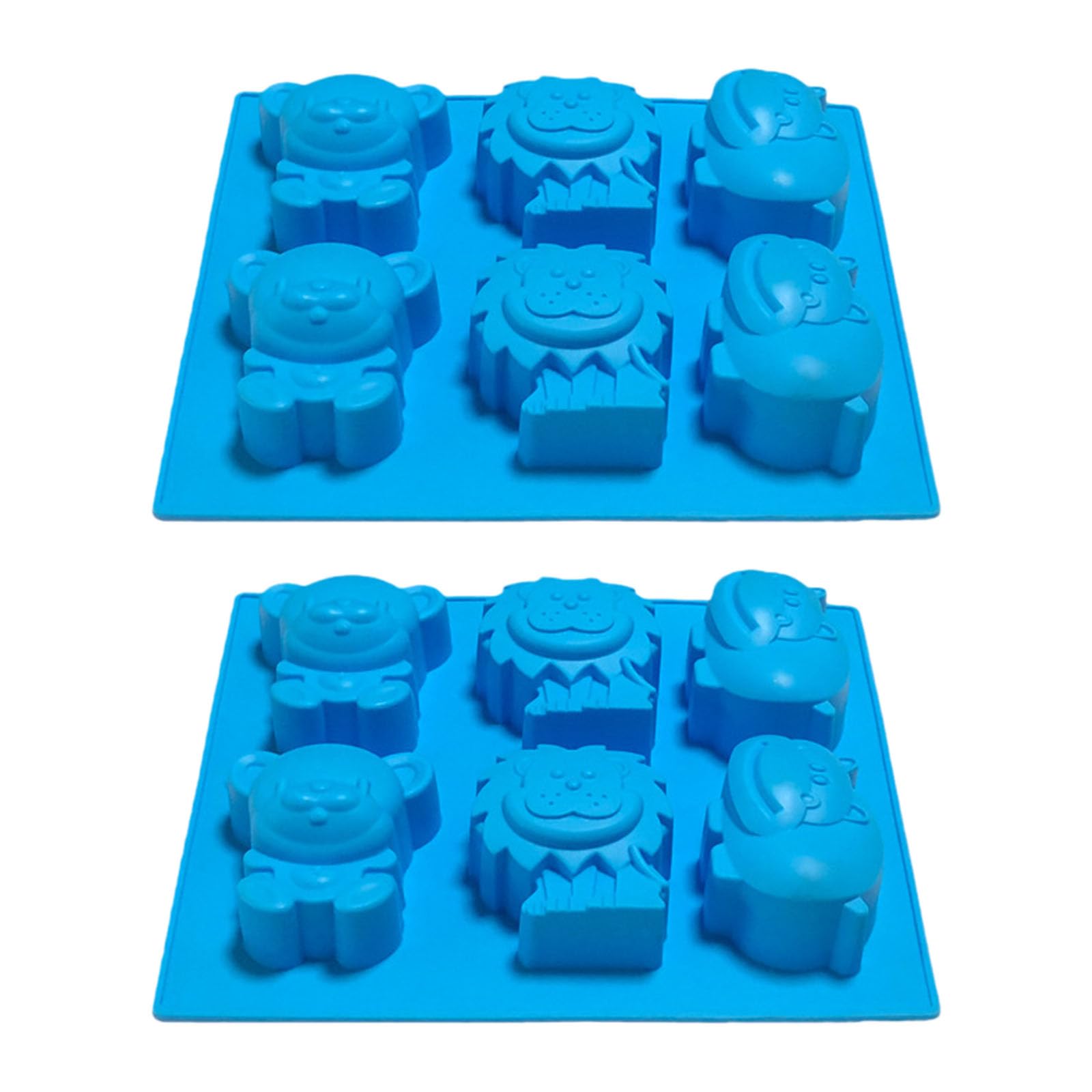 ATRYG 2 Pack Food Grade Silicone Baking Set with 6 Cavity Animal Shape Lions Hippo Bear for Homemades Chocolate Ice Jell