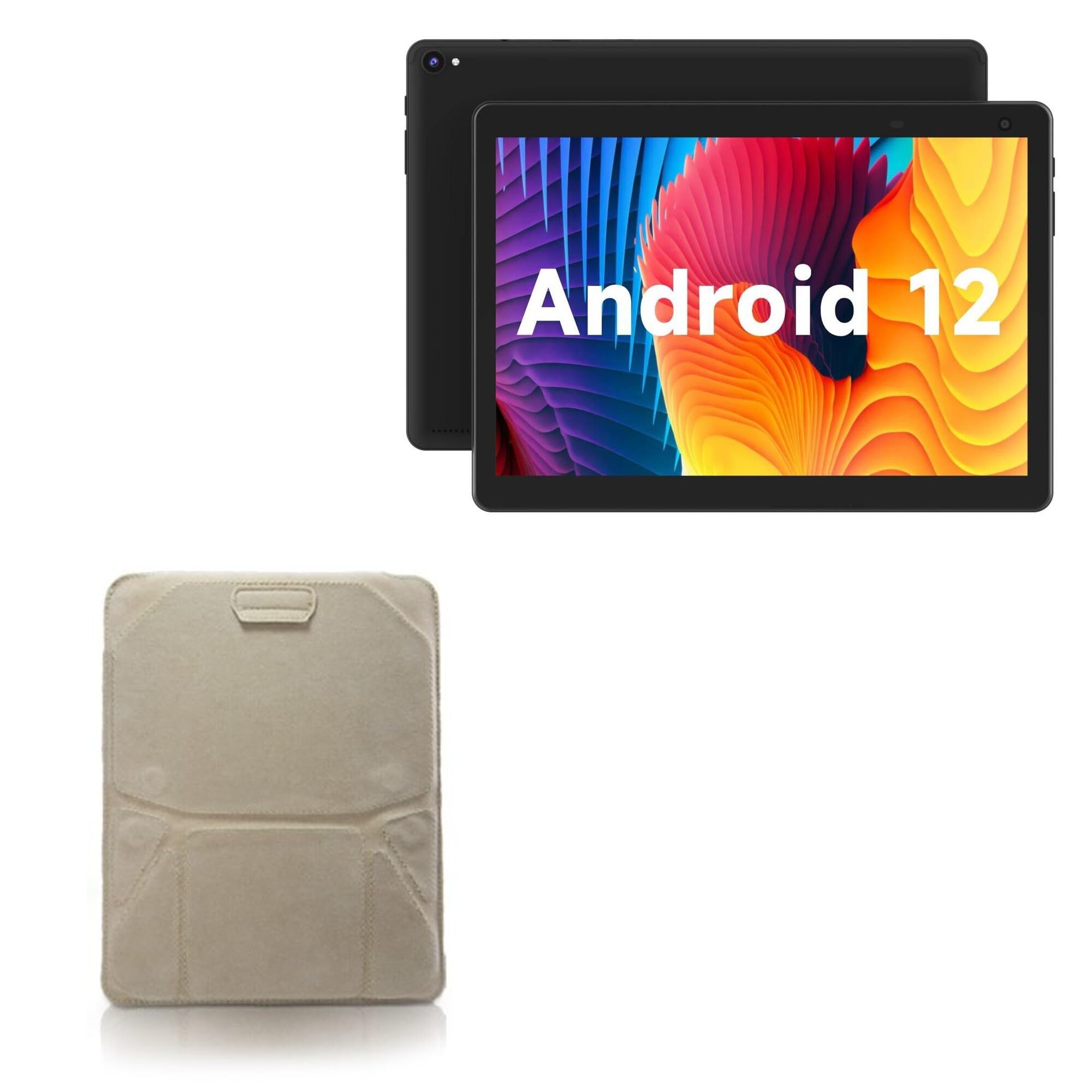 BoxWave Case Compatible with Coopers CP10 (10 in) - Velvet Pouch Stand, Velour Slip Sleeve Built-in Foldable Kickstand - Tan