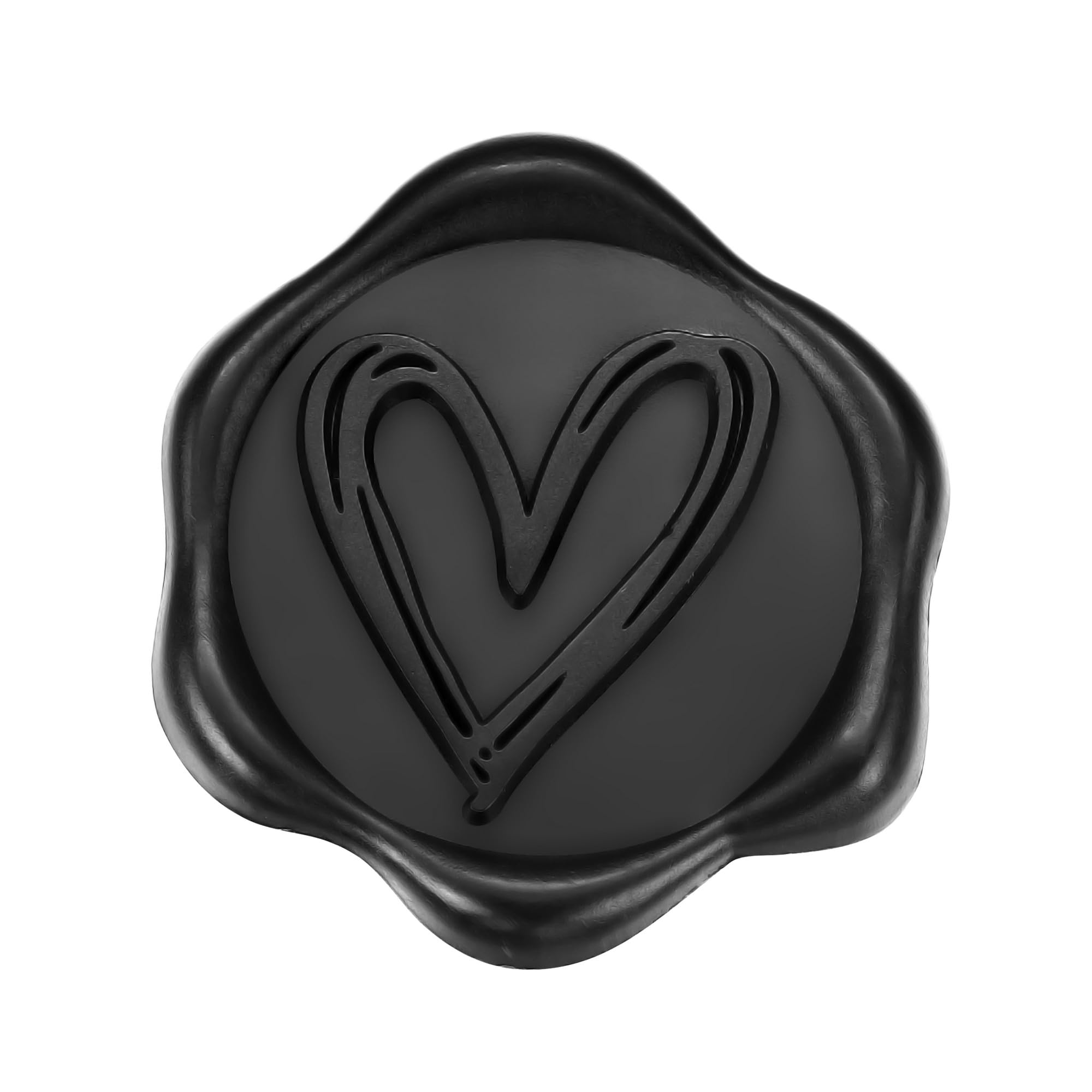 Sceau de cire adhésif noir en cœur pour vos invitations de mariage et Noël Yoption