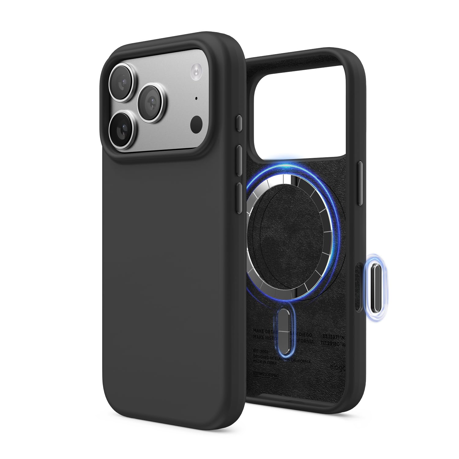 elago Cover Magnetica in Silicone Liquido per iPhone 17 Pro (6,3") – Compatibile con MagSafe, Antiurto, Sottile, Finitura Soft-Touch (Nero)