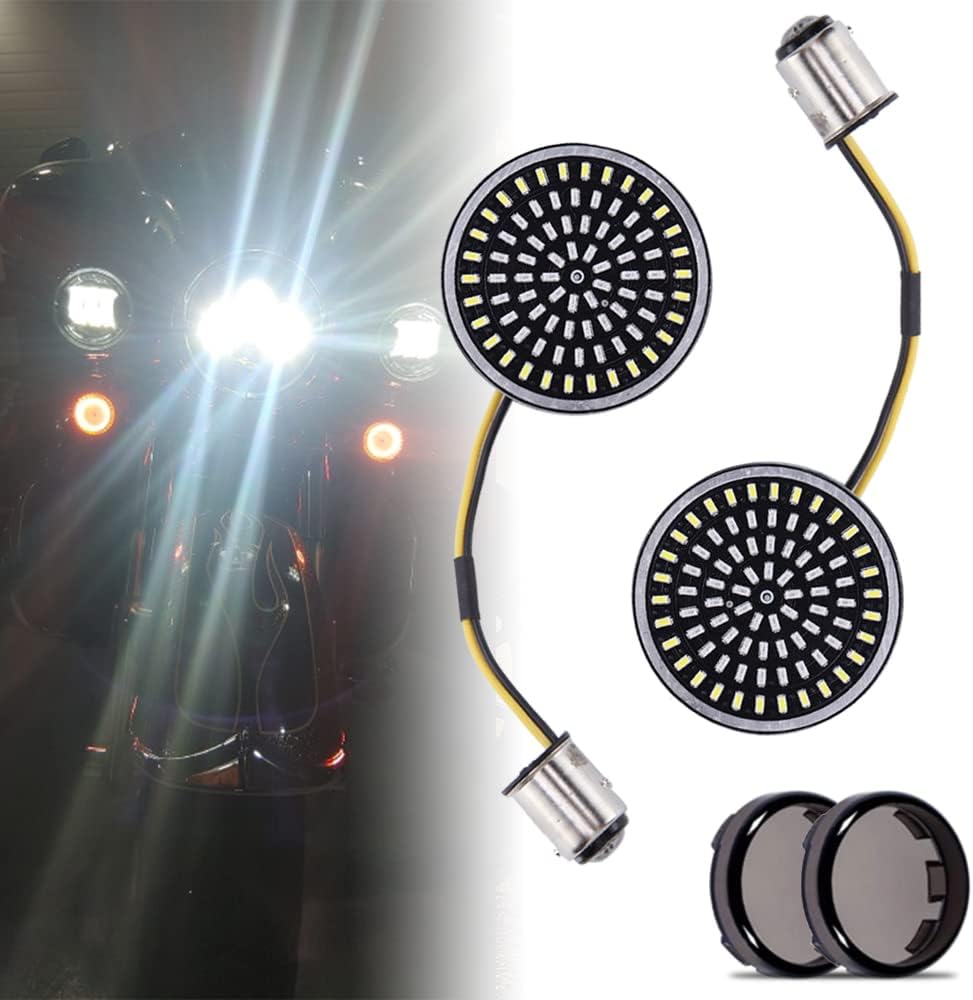 DREAMIZER 1157 LED Turn Signals Light 2" Front Rear Running Indicator Lamp with Smoke Lens for Road Glide Touring Sportster 883 1200 Softail Dyna Street Road Electra Glide - Red