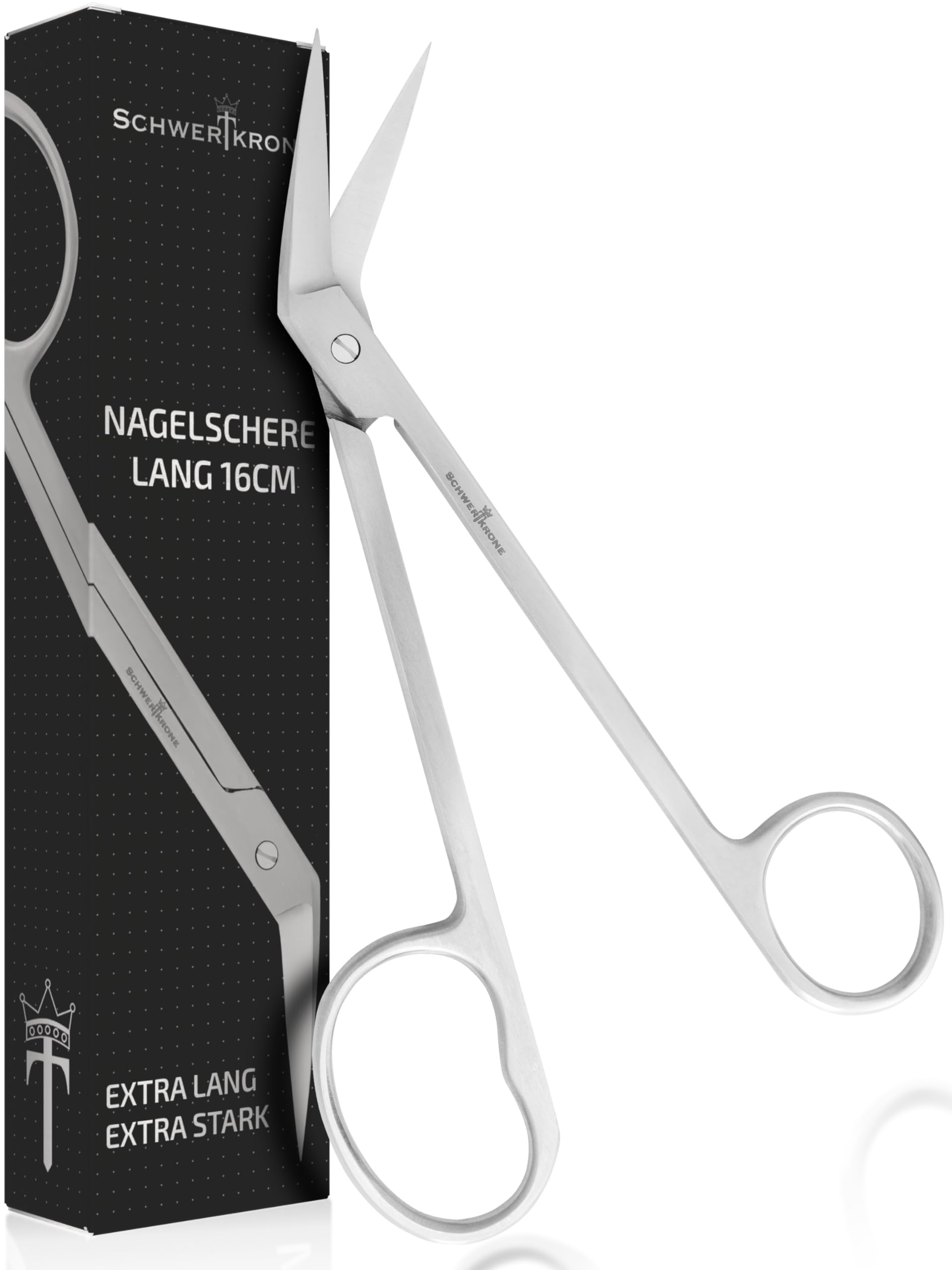 Schwertkrone Tijeras de uñas de 16 cm de largo, con mango largo para uñas de los pies, fuertes y afiladas, tijeras para uñas de pies para personas mayores