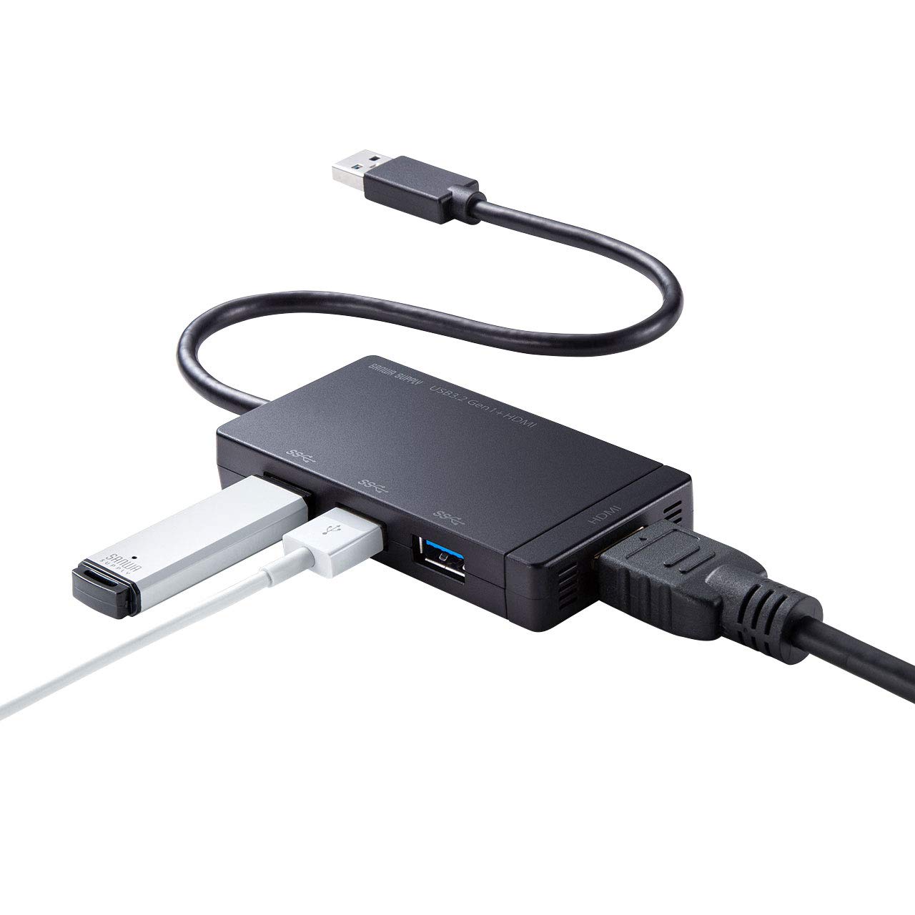Amazon.co.jp: サンワサプライ HDMIポート搭載 USB3.2Gen1 3ポートハブ