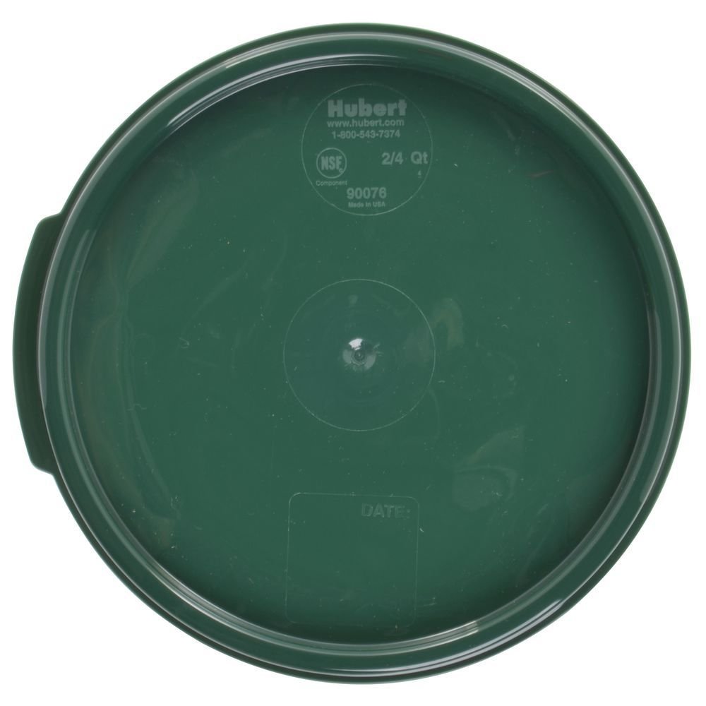 2 and 4 qt Green Plastic Round Container Lid - 7 5/8"Dia by HUBERT – Plastic, Green, Model 10077838186333